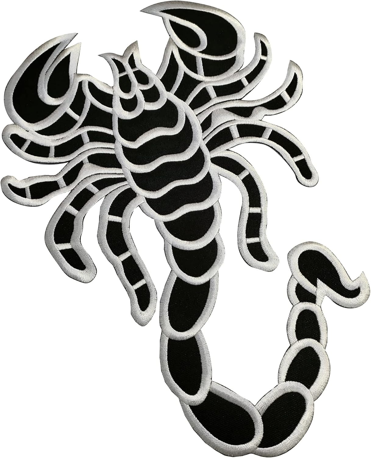 Heavens Tvcz Large Scorpion Patrol Patch – 11" XXL Embroidered Iron-On Applique, White & Black – Ideal for Jackets, Vests, Backpacks, DIY Crafts