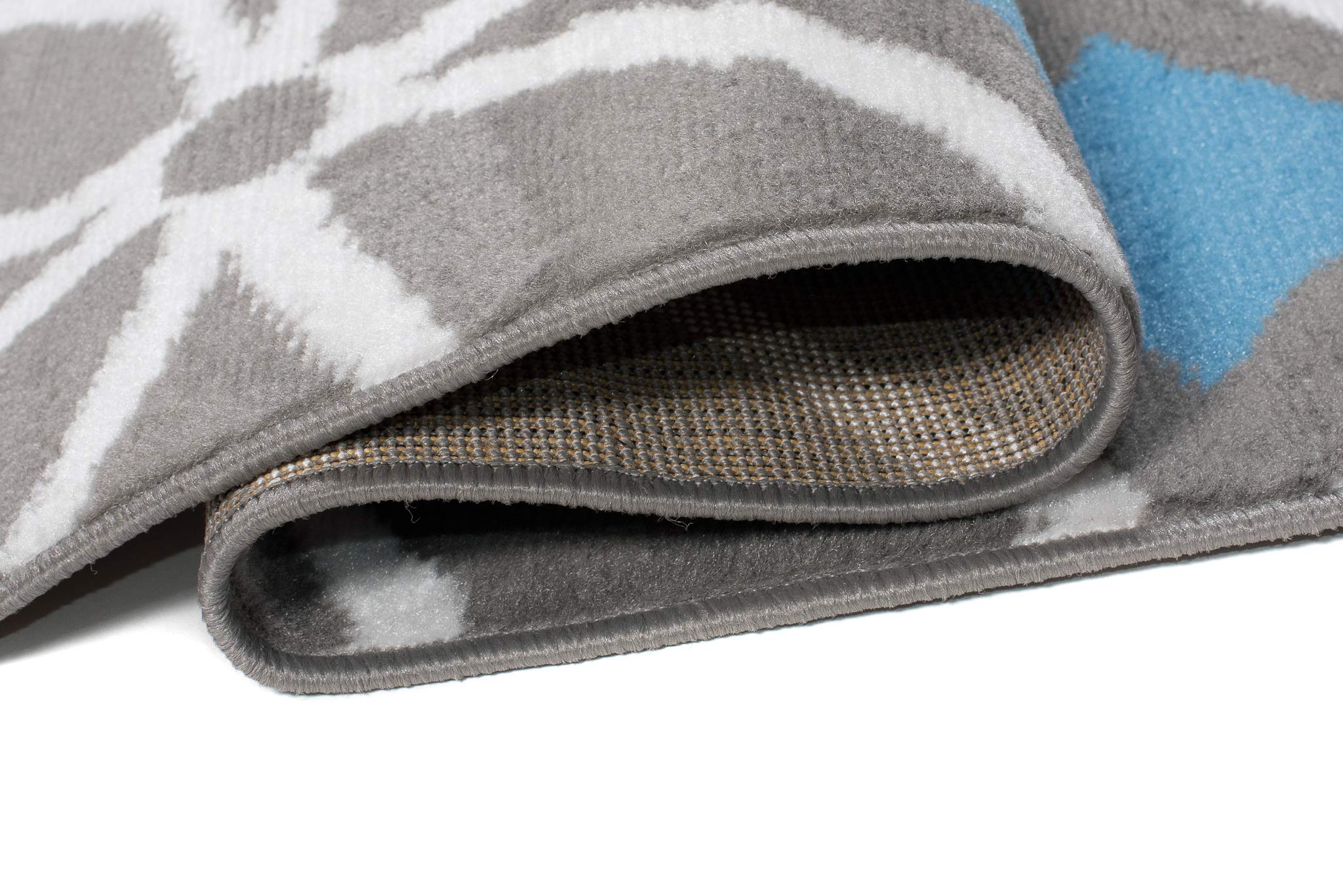 Carpeto Grand Tapis Salon 180x250cm Anthracite Bleu Géométrique Doux Gris