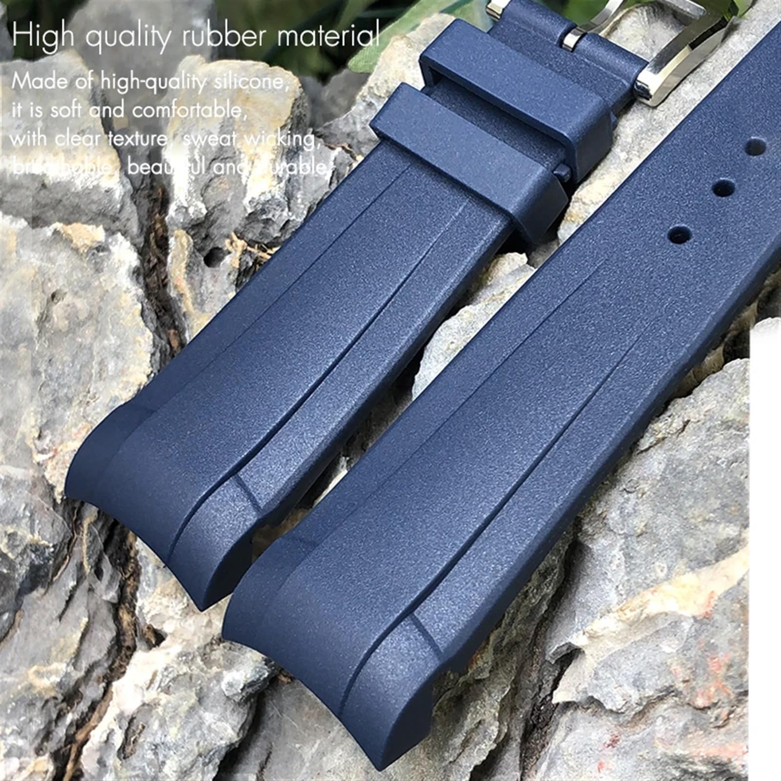 Correa de reloj de silicona y goma con extremo curvado, 22mm, 20mm, para Tudor Black Bay, 41mm, Pelagos, 42mm, 1958, correa de reloj deportivo azul