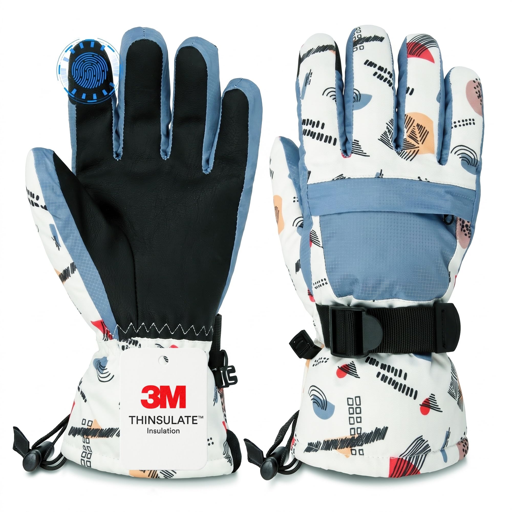 Ski Gloves,Snow Gloves Waterproof Winter Warm Cold Weather Touchscreen Gloves for Parent&amp; Child Kids Skiing,Snowboarding