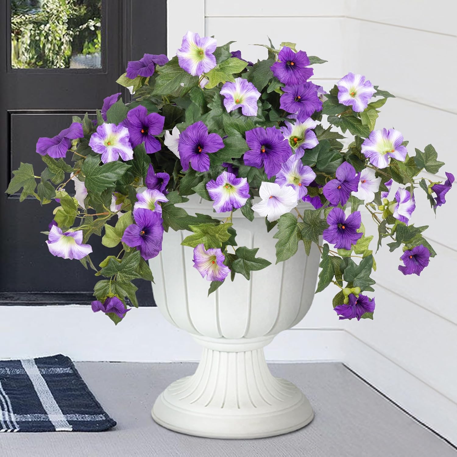 Artificial Fake Flowers Plants for Outdoor Decoration, 2PCS Faux Petunias Silk Flow...