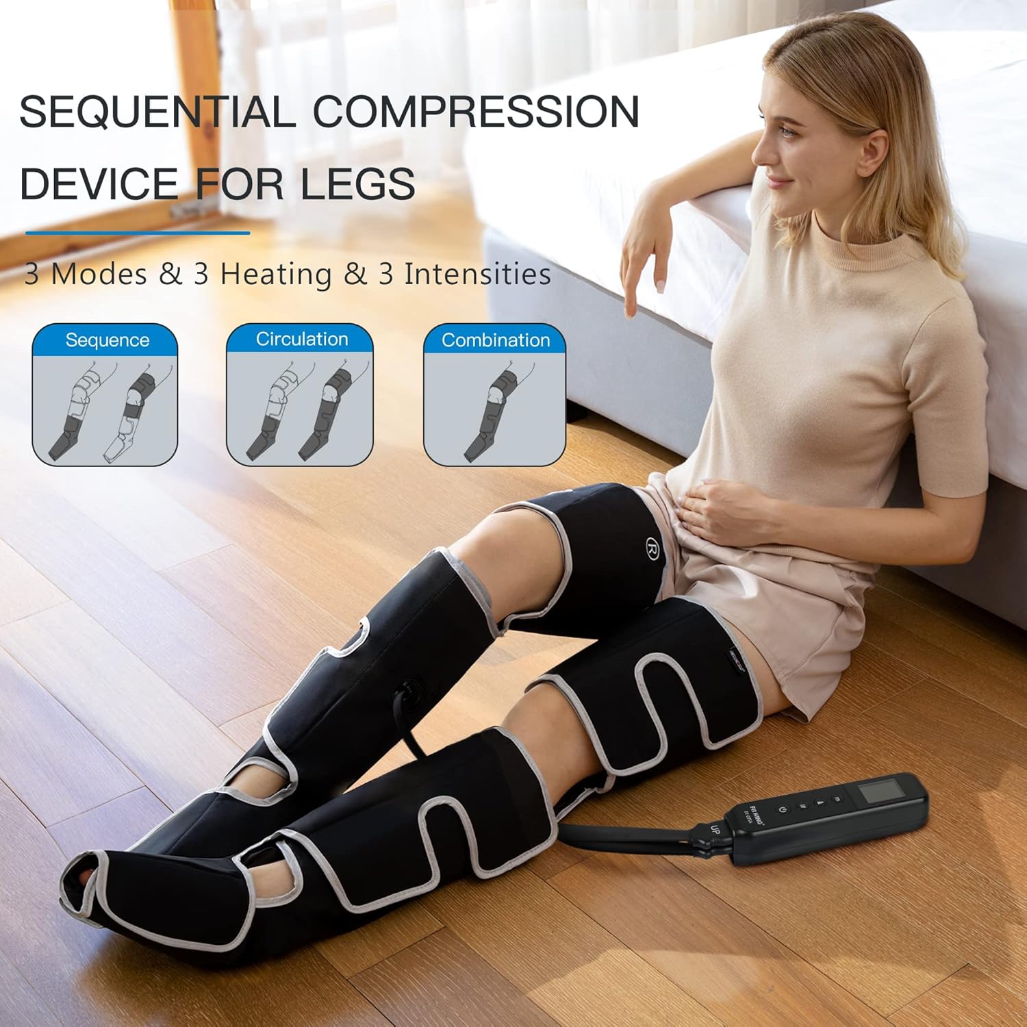 Diagram showing 13 airbag zones for full leg massage