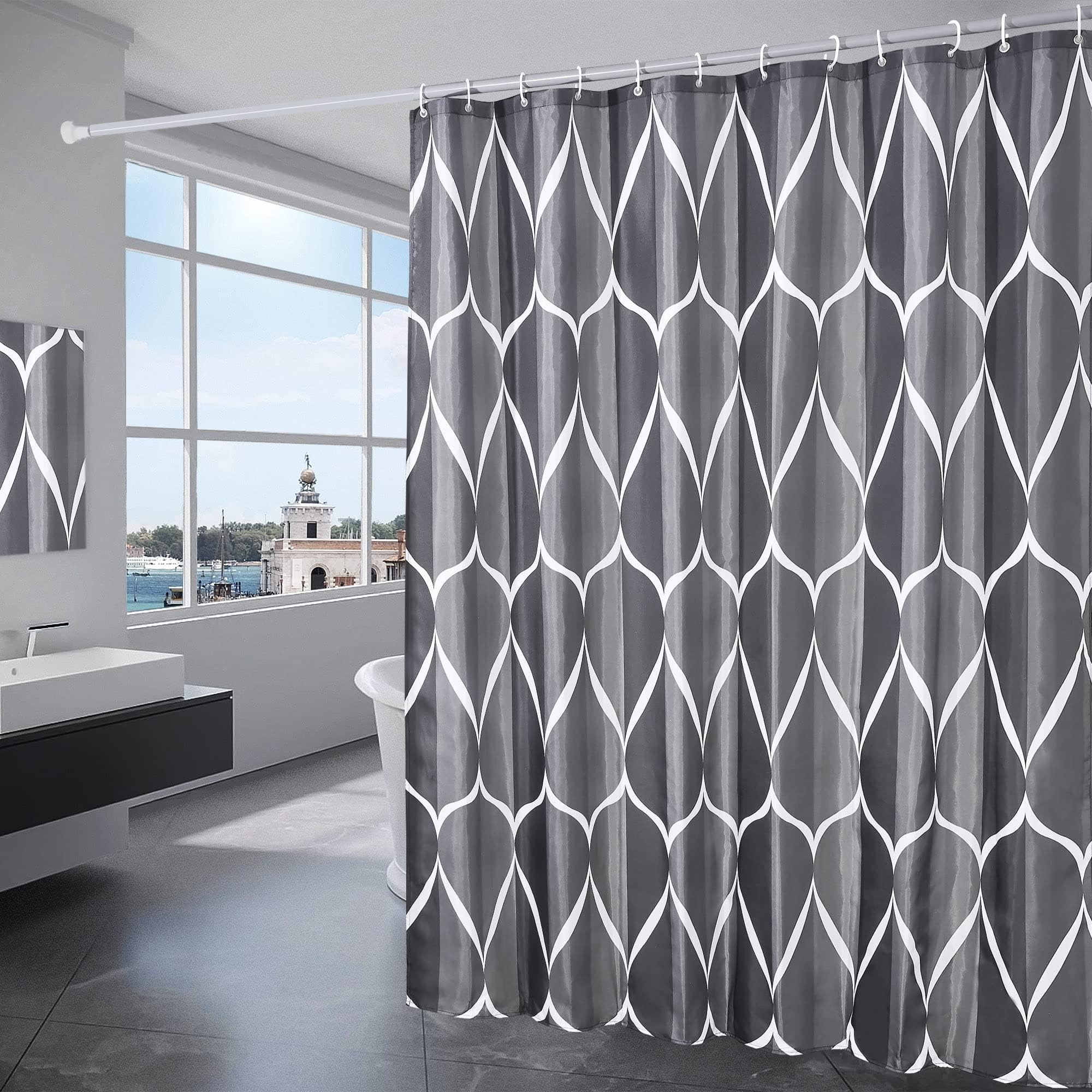 Duschvorhang Wasserdicht 180 x 200 cm Polyester Badezimmervorhang Dicker Strapazierfähiger Badvorhang 12 Haken Beständig Waschbar Schwarz 220x180cm/87x71in