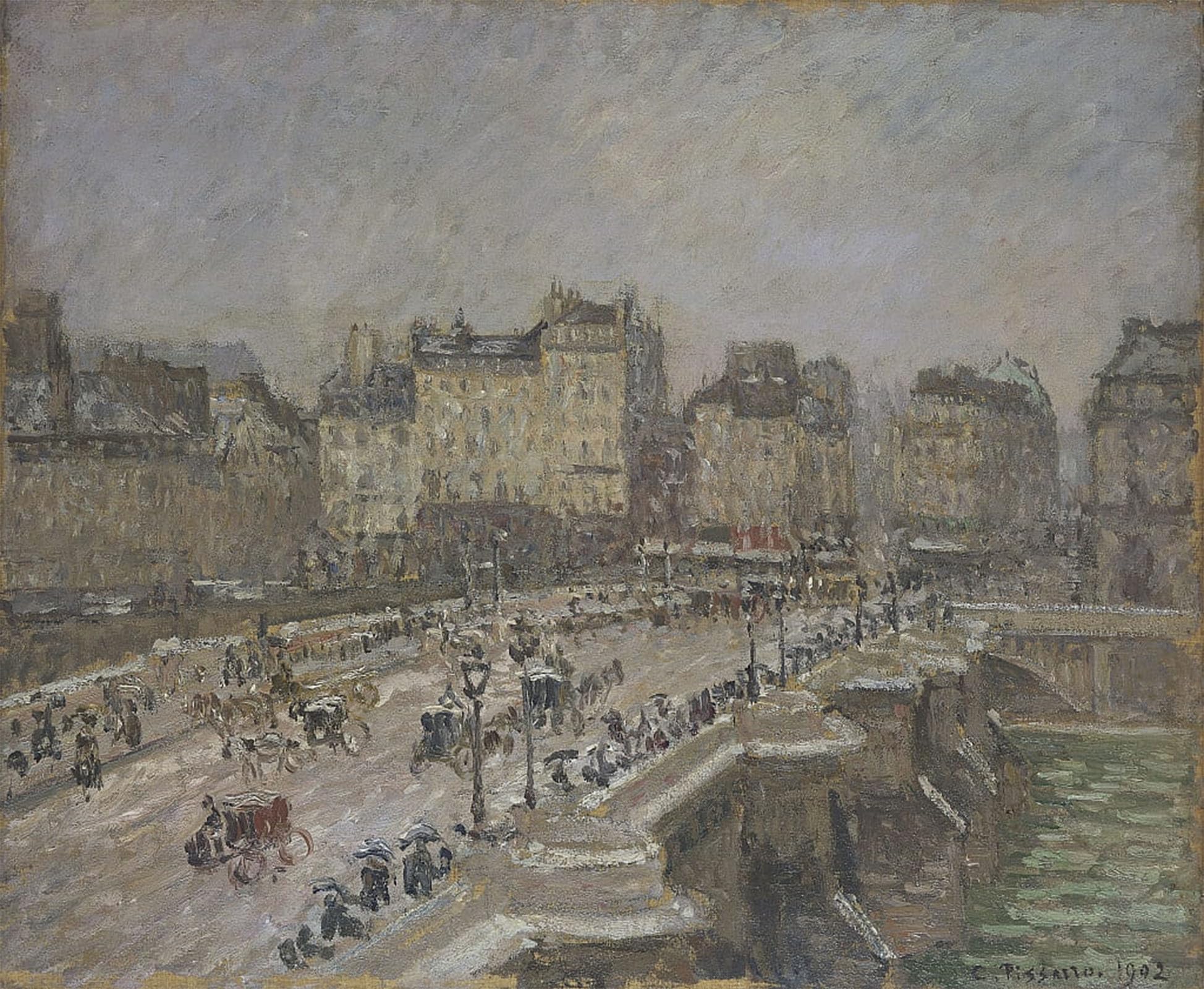 ARTXLXXBN Famous Prints Artwork Pictures Poster Painting Art Pont Neuf Snow Effect by Camille Pissarro Artwork Landscape Pictures for Home Decor 60x90cm