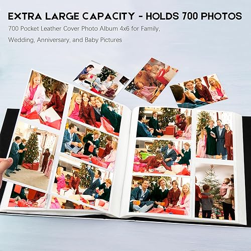 Miniatura 2 de Aevdor Álbum de fotos de 700 bolsillos de 4 x 6 pulgadas, cubierta de cuero de gran capacidad, álbumes de fotos familiares para bodas, con capacidad