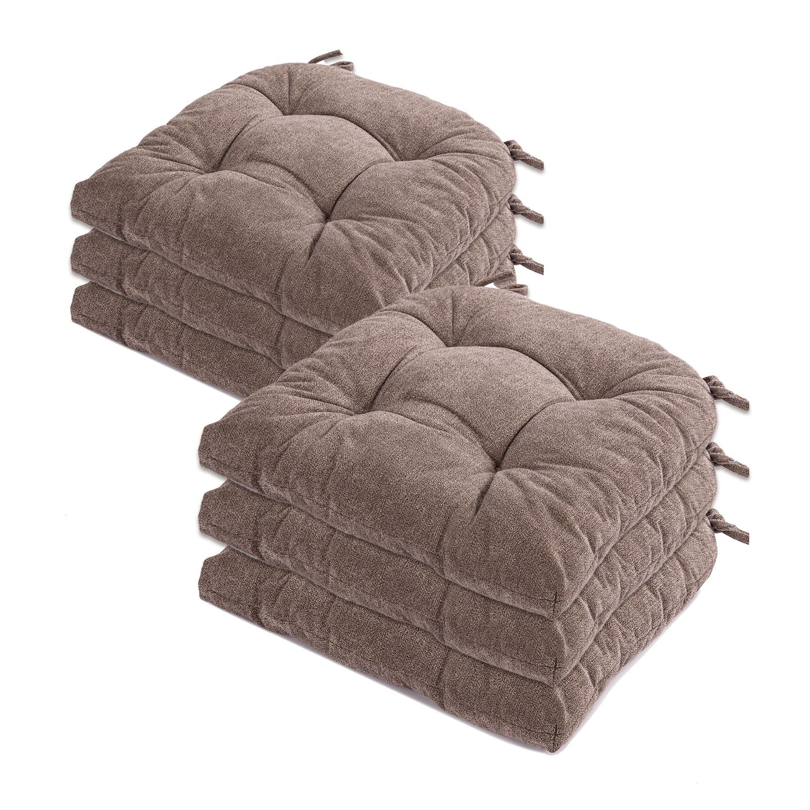 GYALAPERI Chair Cushions for Dining Chairs Set of 6, Tufted Textured and Non-Slip Kitchen Chair Cushions Pads with Ties, Seat Cushions for Kitchen