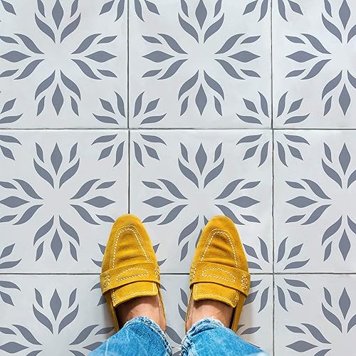 STENCILIT Plantilla de suelo de azulejos grandes, tamaño 16 x 16 pulgadas, plantilla de azulejos, plantillas de piso para pisos de pintura,