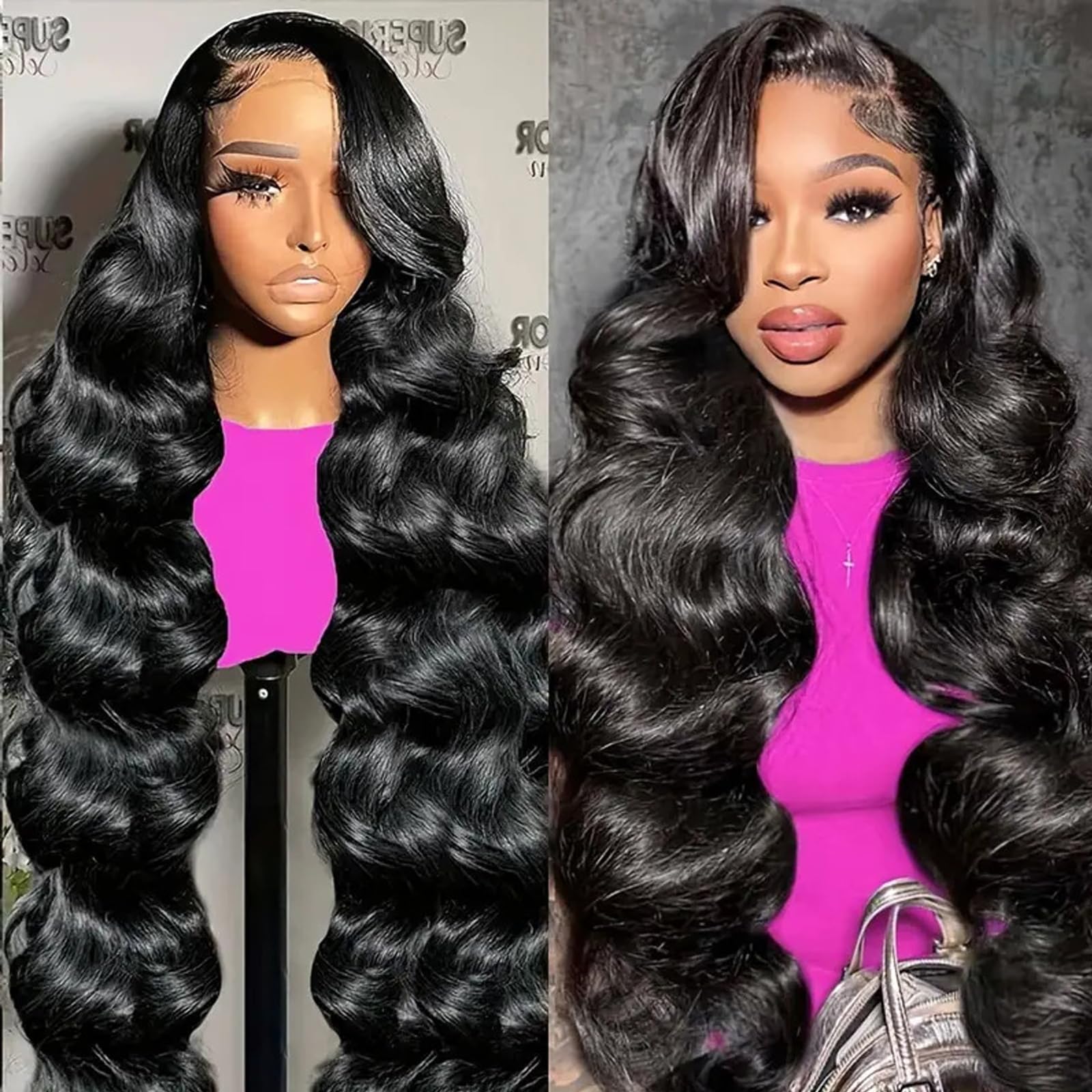 13x6 HD Frontal Wig 250 Density HD Lace Front Wigs Human Hair Pre Plucked with Baby Hair Brazilian Virgin Hair Glueless 28 inch Body Wave Wig 13x6