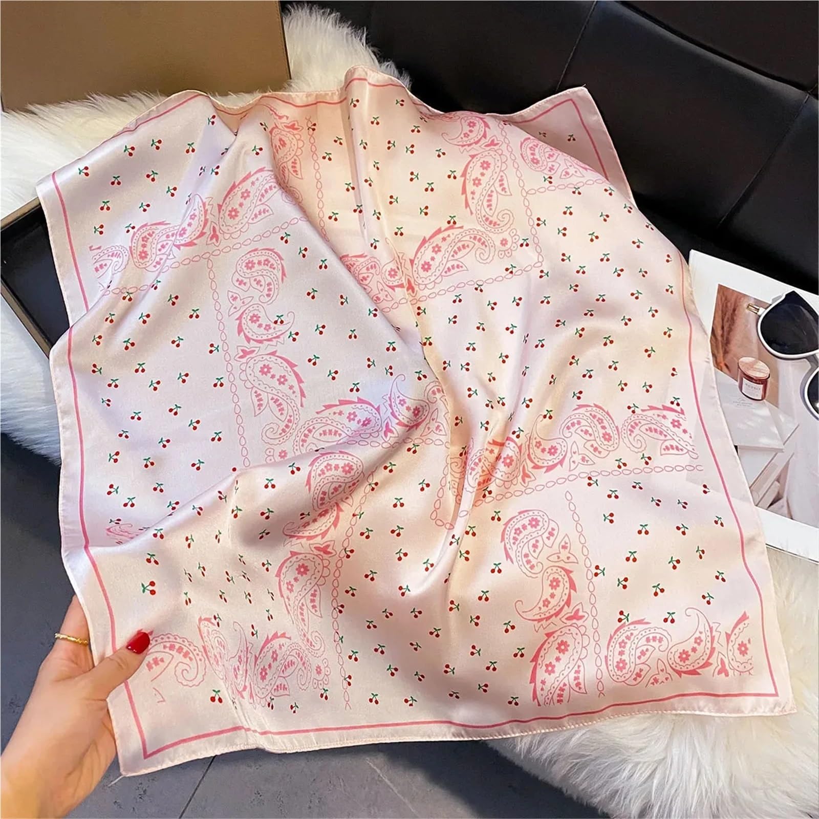 Bufanda para la cabeza, bufandas de moda para mujer, 1 unidad, 70 x 70 cm, bufanda cuadrada con estampado de seda, pañuelo decorativo para el cuello