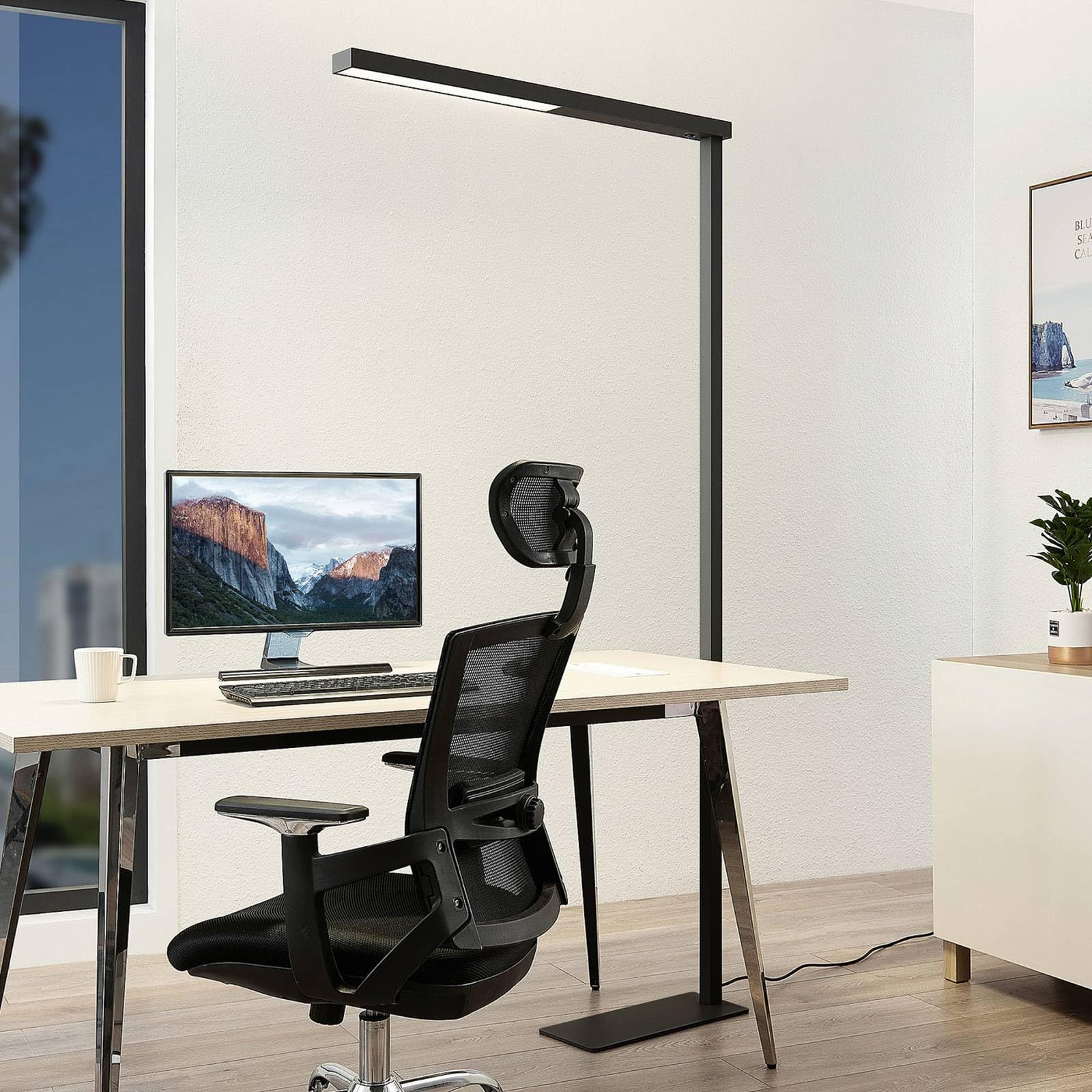 Arcchio LED Büro Stehlampe silber, Bürolampe Uplight und Downlight Deckenfluter 4498lm 4000K Standleuchte Office Büro-Stehleuchte