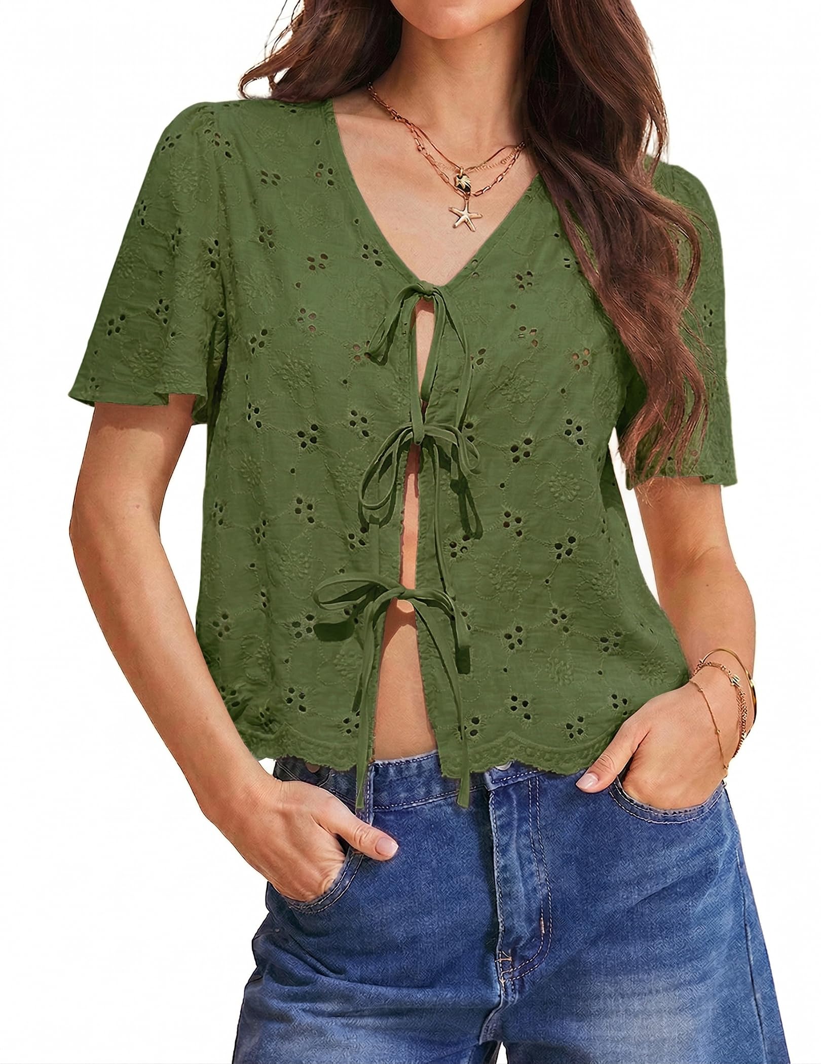 Cotton Tie-Front Boho Cover-Up