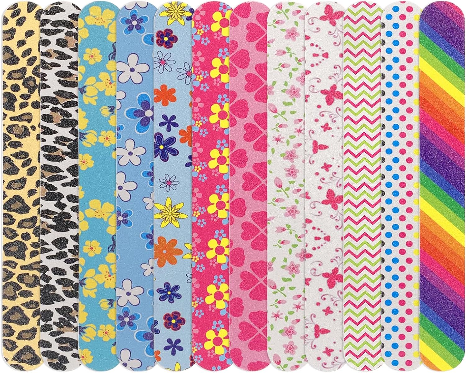 LNAUJS 12PCS Colorful Double-Sided 100/180 Grit Nail Files - Professional Manicure Pedicure Tools for Salon & Home