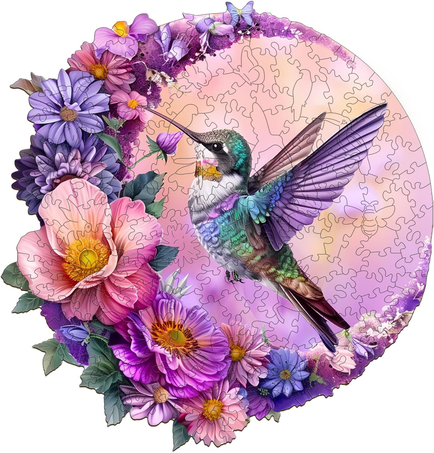 Jigfoxy Wooden Jigsaw Puzzle for Adults Hummingbird Wooden Puzzles for Adults and Children, Unique Animal Educational Toy for Family Friends, L-34 x 32.5 cm, 280 Pieces