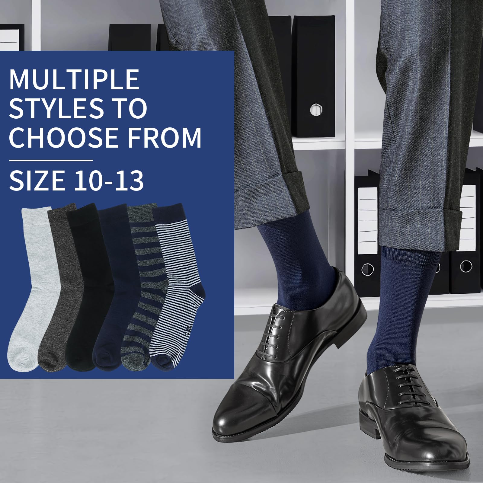 60 paia di calzini da uomo con motivo a tinta unita, casual, leggeri, comodi, da lavoro, Multi, 0X-6X
