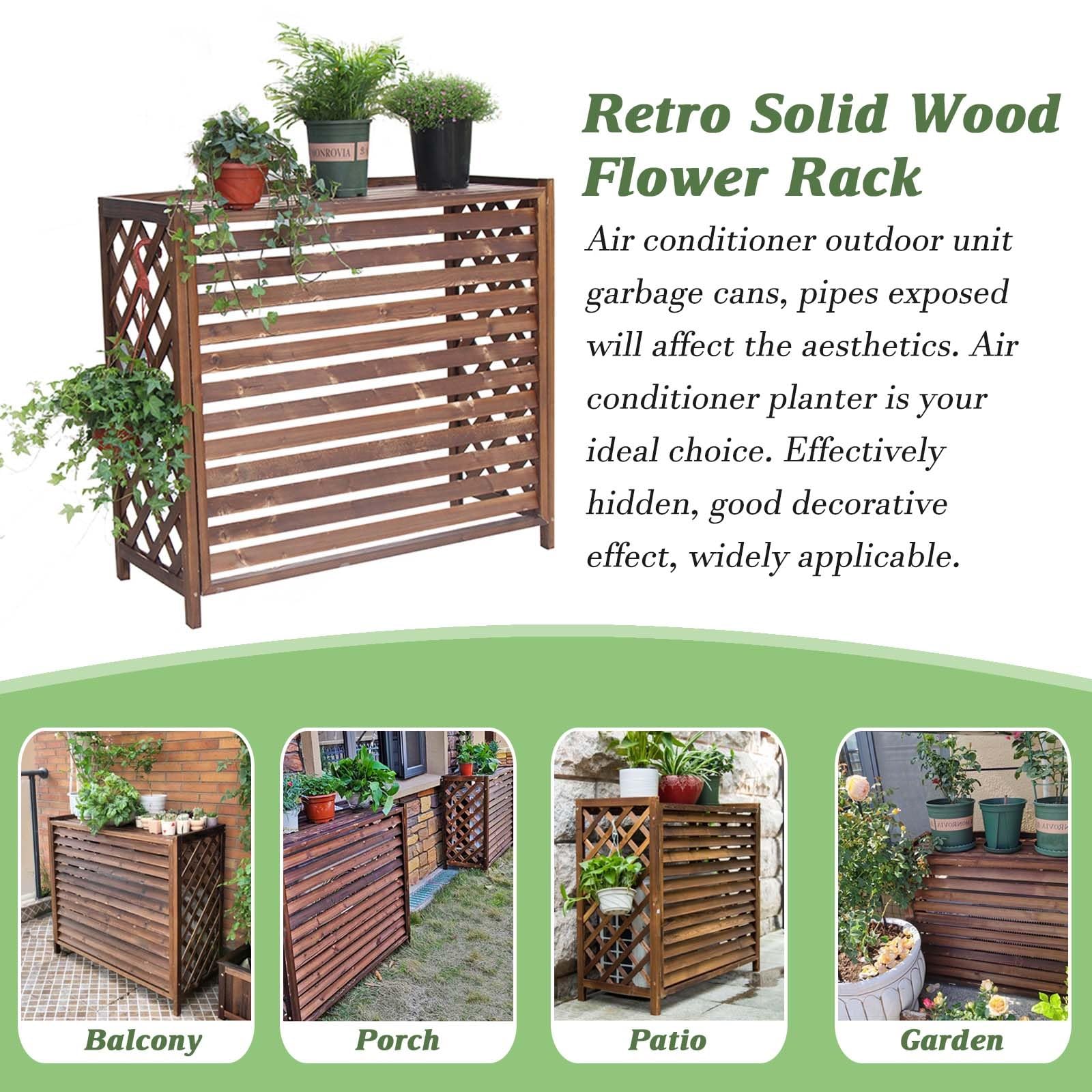 Amazon.com: Air Conditioner Flower Rack Solid Wood Outdoor Air Conditioning  Cover Privacy Screen Weather-Resistant Hide Air Conditioner Brown Plant  Stand Outdoor Decorative Screen Trash Can Enclosure ( Size : Lar : Patio,