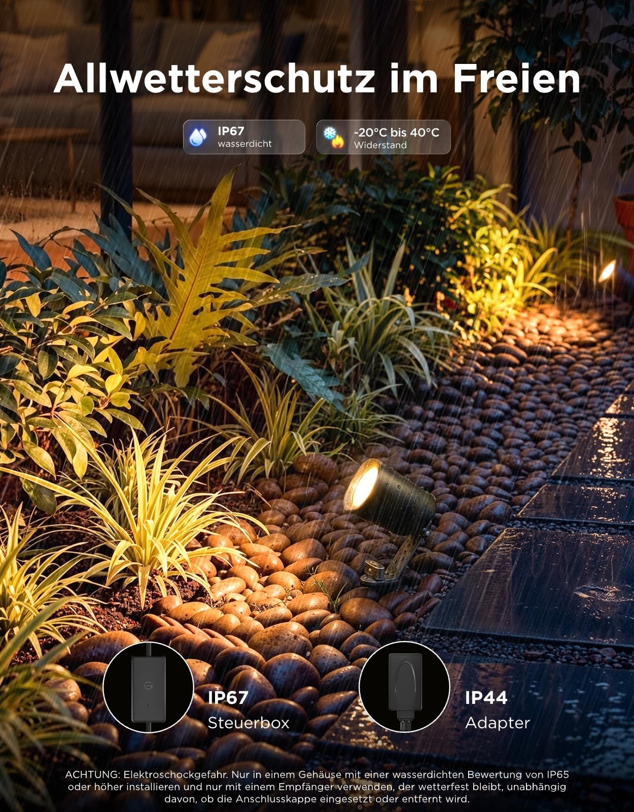 Govee Outdoor LED Strahler Lite IP67 RGBWIC Außenbeleuchtung 350lm 64 Modi 16 Mio Farben Google Assistant Matter 4er-Pack