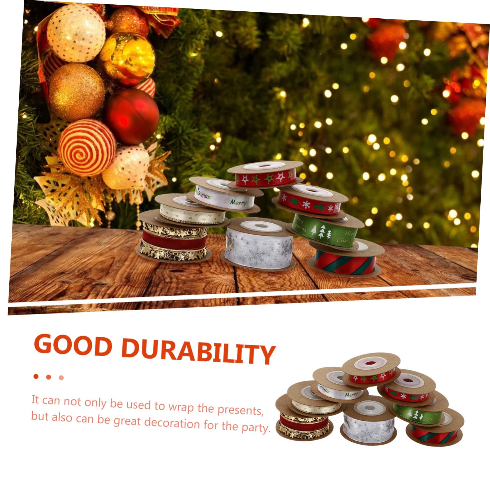 NUOBESTY Stück Rollen Weihnachtsband seidenband bändchen Party-Geschenkbänder weißes Kräuselband Weihnachtssto das Weihnachtsbänder zum Verpacken von Geschenken Weihnachten