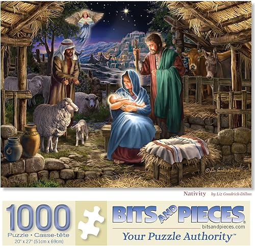 Bits and Pieces - Rompecabezas de 1000 piezas para adultos - Rompecabezas de Navidad cristiana de 1000 piezas por Liz Goodrick-Dillon - 20" x 27"