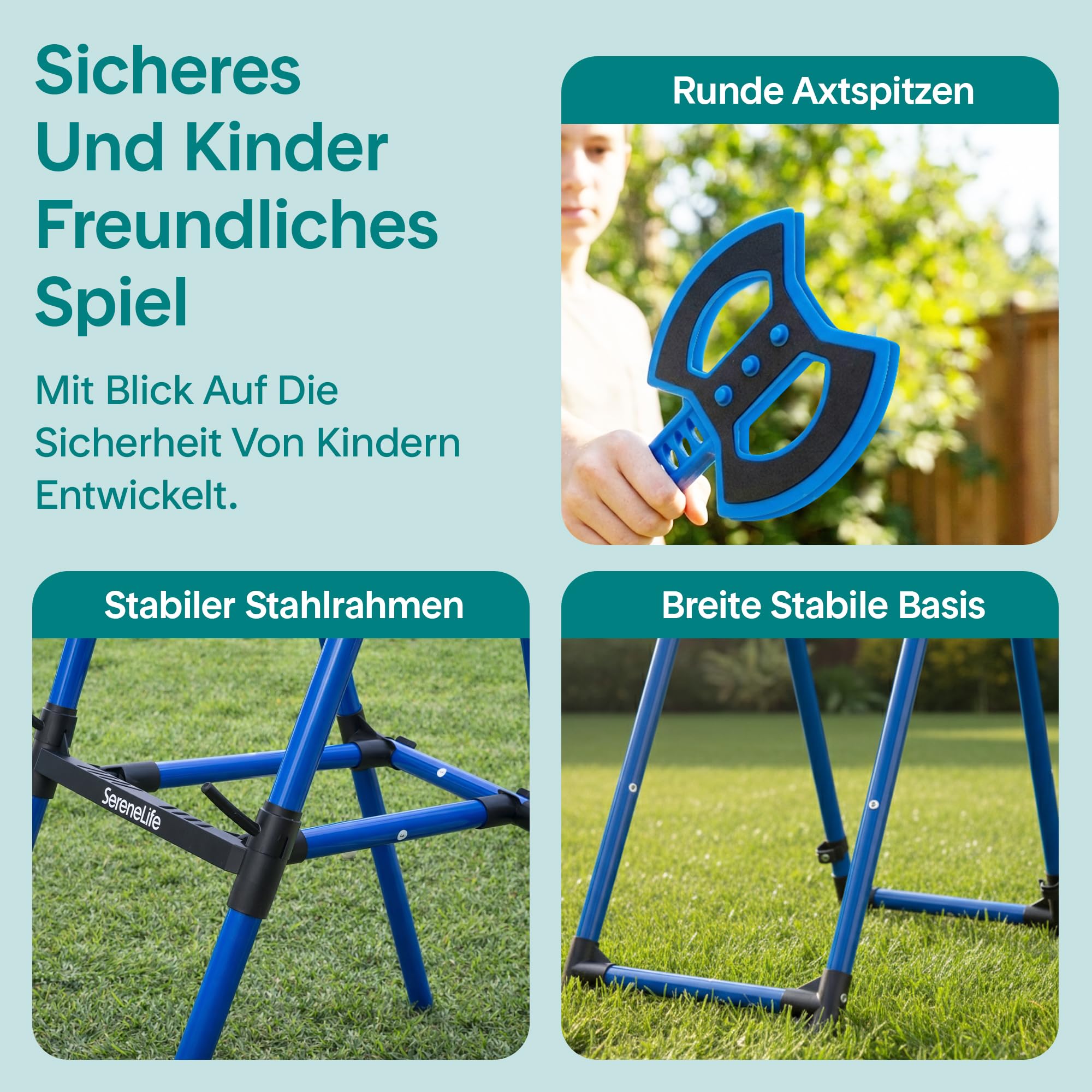 SereneLife Axt Wurfspiel Set – Sicheres Wurfspiel für Kinder und Erwachsene, Tragbar und Faltbar für Garten, Indoor und Outdoor