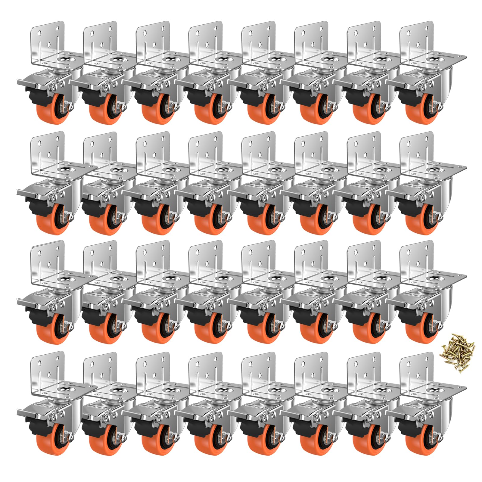 Set di 32 ruote piroettanti a L da 2 pollici, con montaggio laterale.