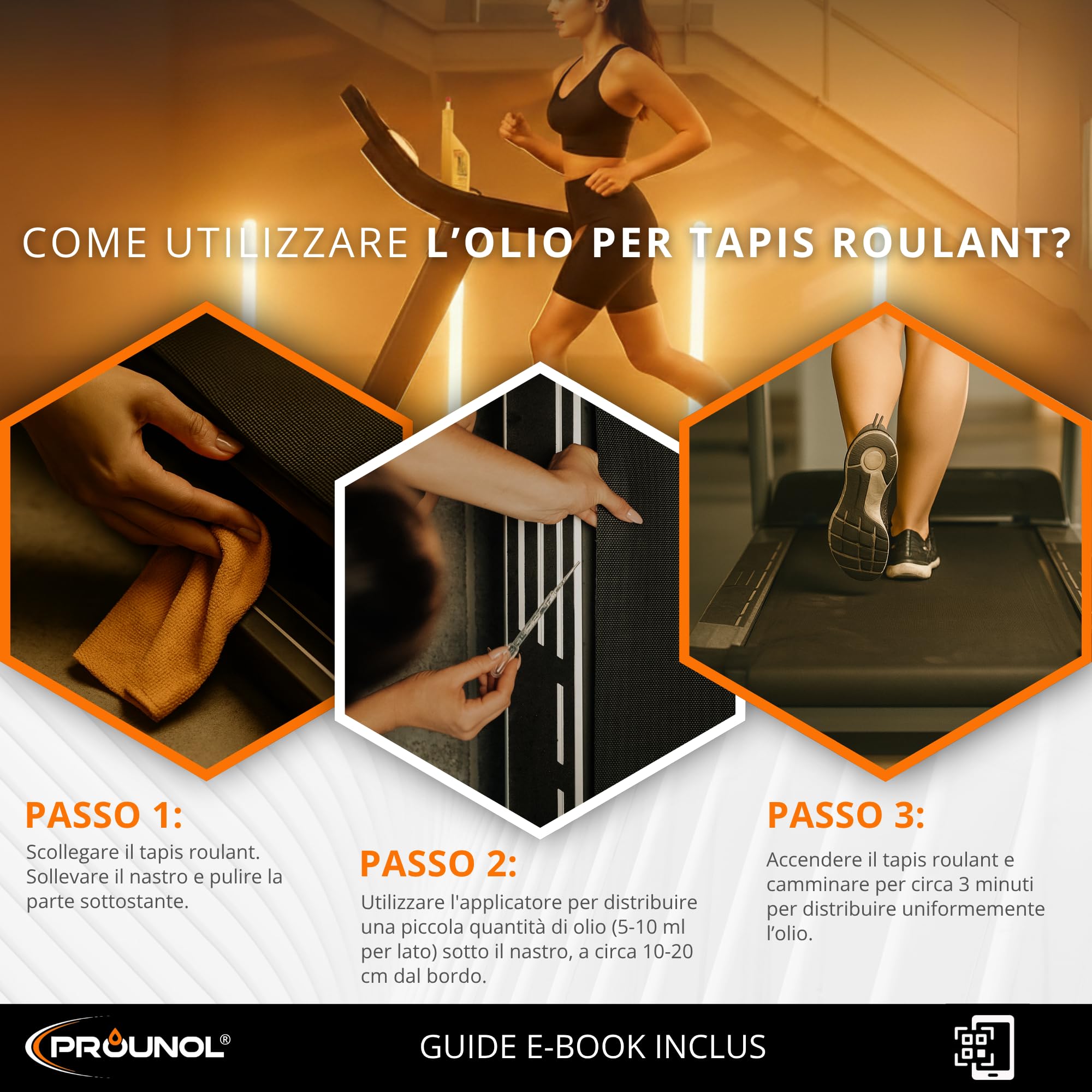 Prounol Lubrificante Tapis Roulant – 200 ml – Puro Olio Tapis Roulant Interamente Prodotto nell'UE – Conforme o Superiore ai Requisiti di Tutti i Produttori di Attrezzature Fitness