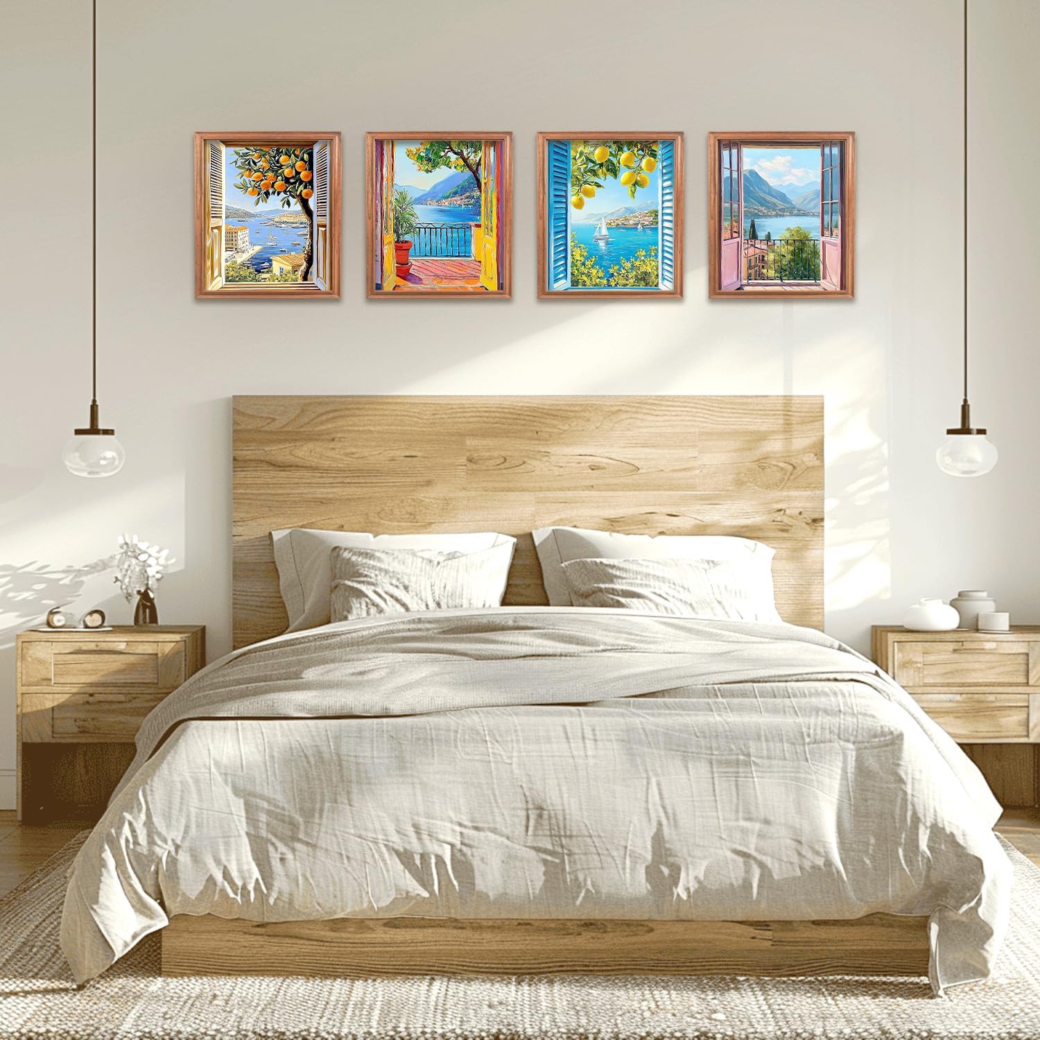 RLTXBUK 4 Pack Coastal Seaside Italian Landscape Diamond Art Kits, Mediterranean Italy Amalfi Coast Gem Diamond Painting Art Kits for Kids Adults Beginners, 9.8x11.8 Inch