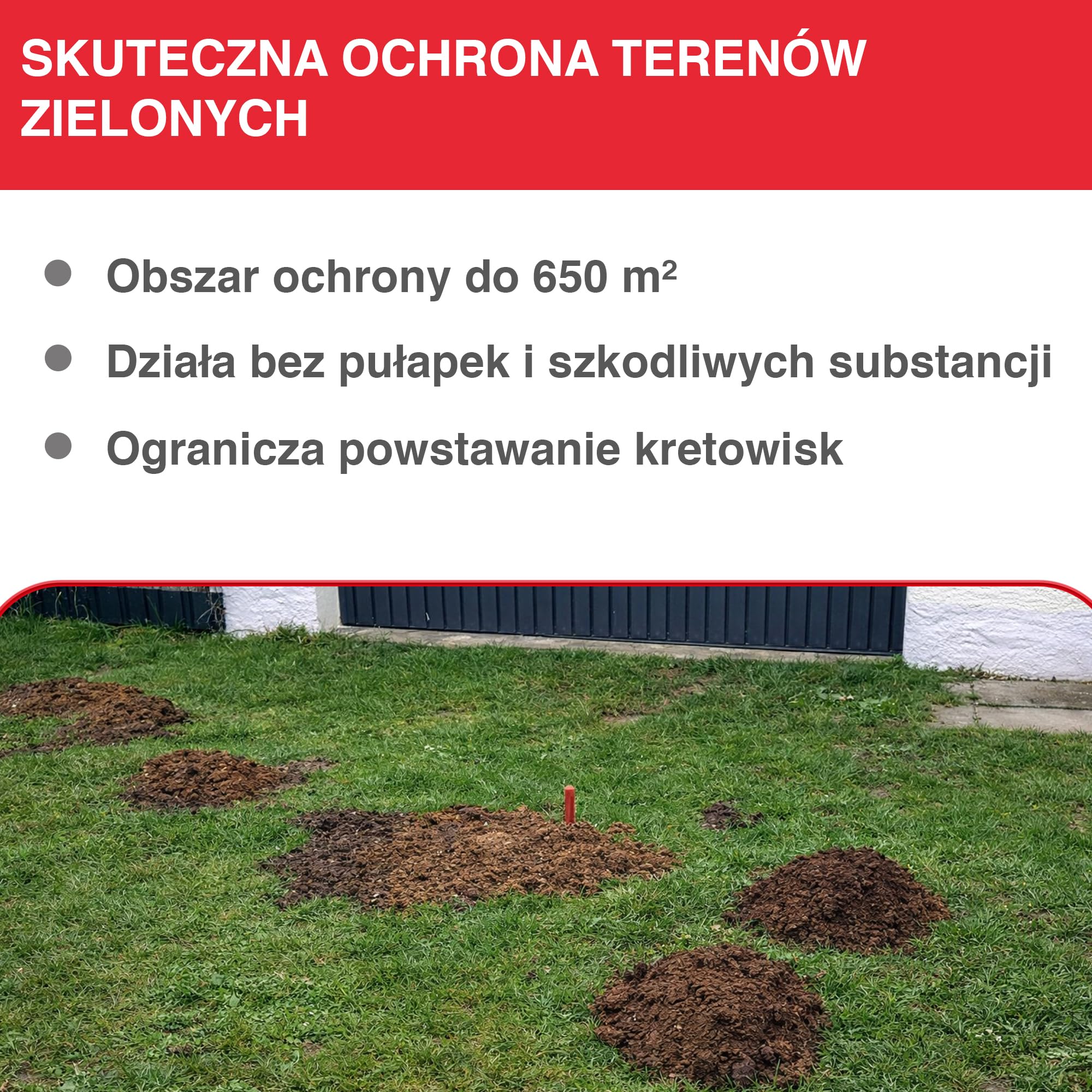 SWISSINNO Solarny Odstraszacz Kretów i Nornic do 650 m², Ultradźwiękowy i Wibracyjny Odstraszacz Gryzoni, Zasilanie Solarne, Wodoodporny, do Ogrodu, Trawnika i Działki, 1 szt.