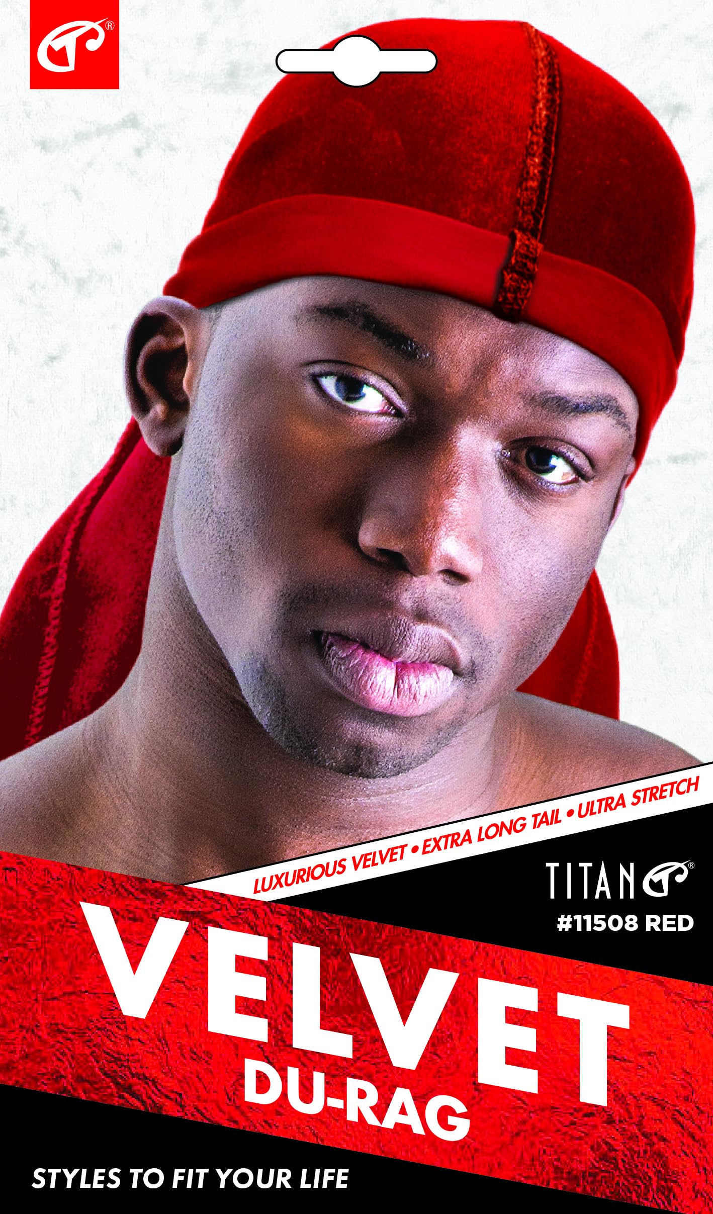 Titan Velvet Durag 1pc Silk Du rag for Men Satin Durag Long Tail Stretch Fits Size Red Color