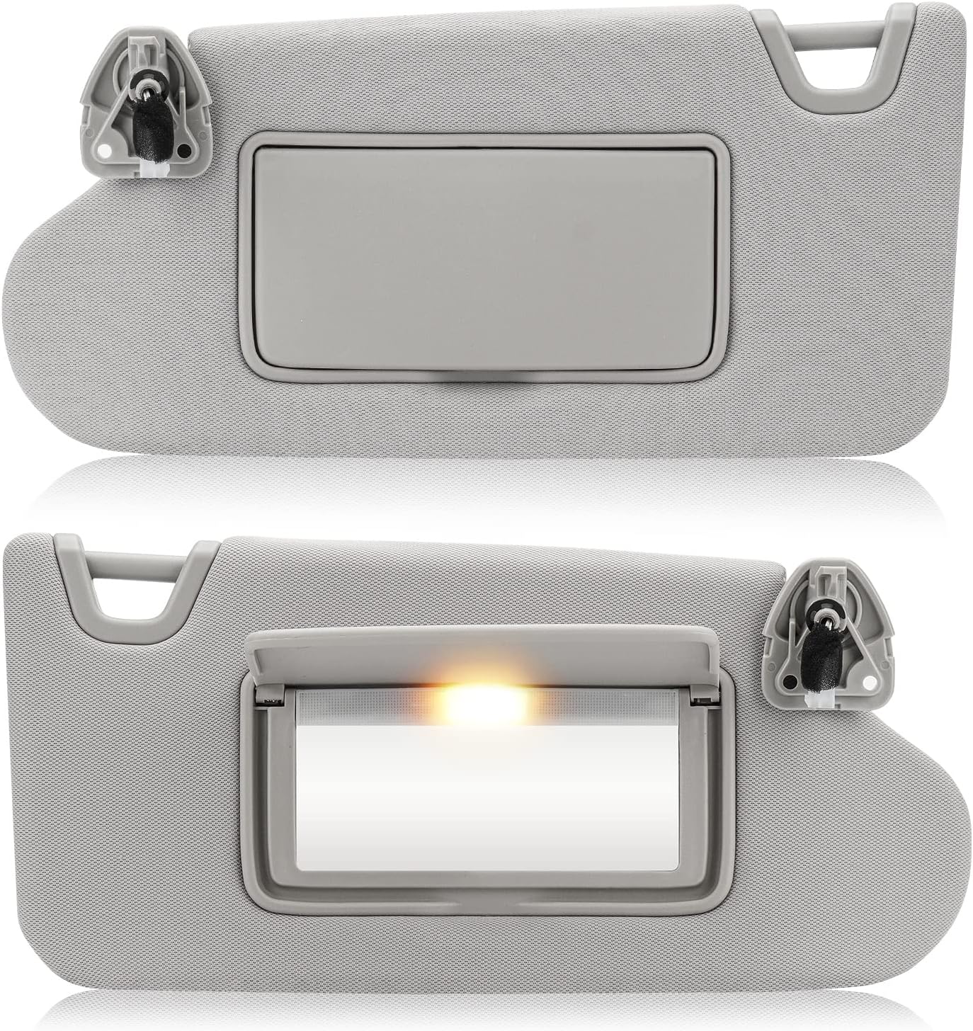 Left & Right Sun Visor with Vanity Light for 2013-2018 Nissan Altima Without Sunroof, Driver & Passenger Side Gray Sunvisor Replacement 96400-3TA2A