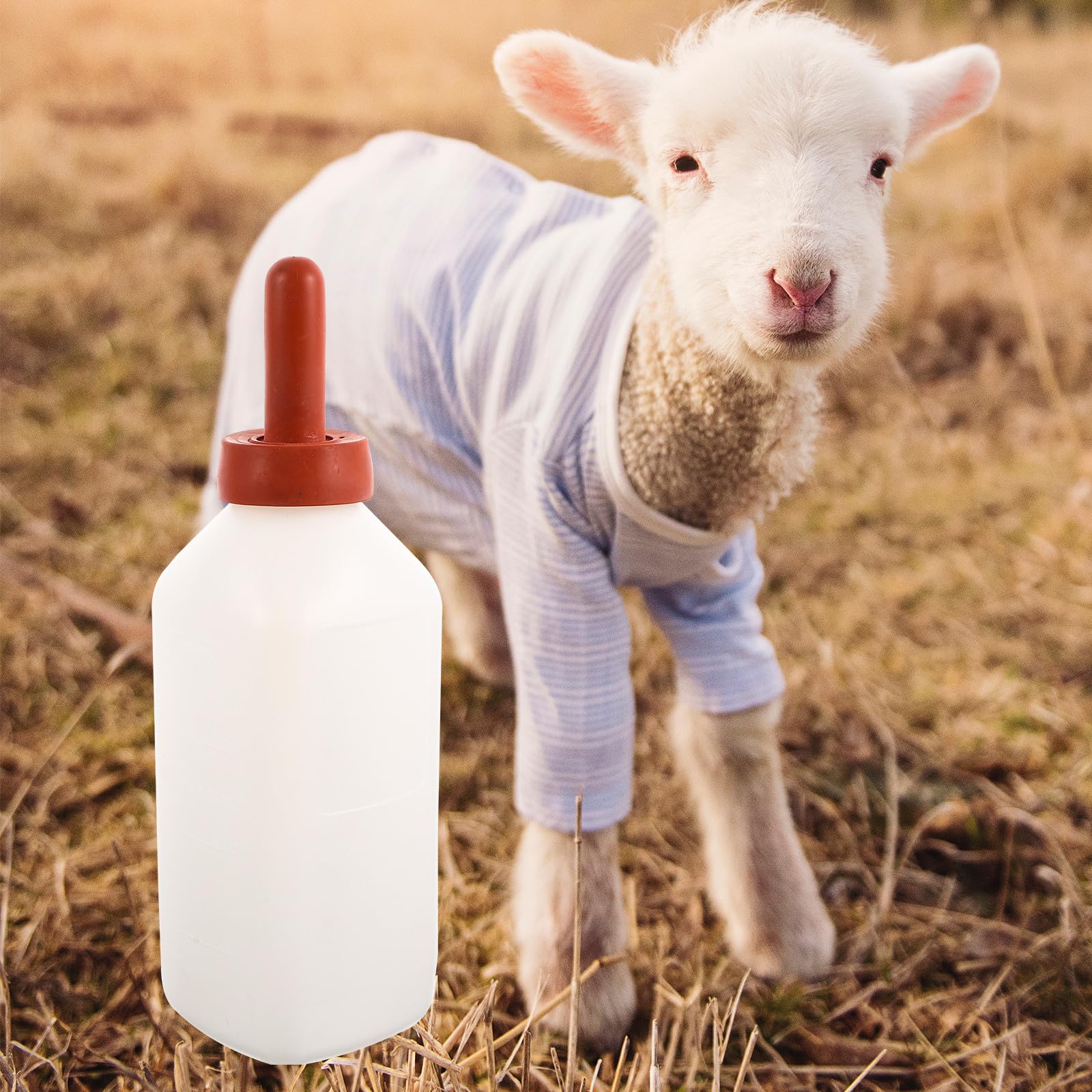 Tofficu 2 L Kälbermilchflasche aus Gummi und Pp Tropffrei und Leicht zu Reinigen Nutztiersäuglingsflasche für Einsatz dem Bauernhof oder Hause