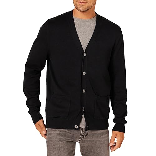 Amazon Essentials Men's Cotton Cardigan Sweater - Large - Black