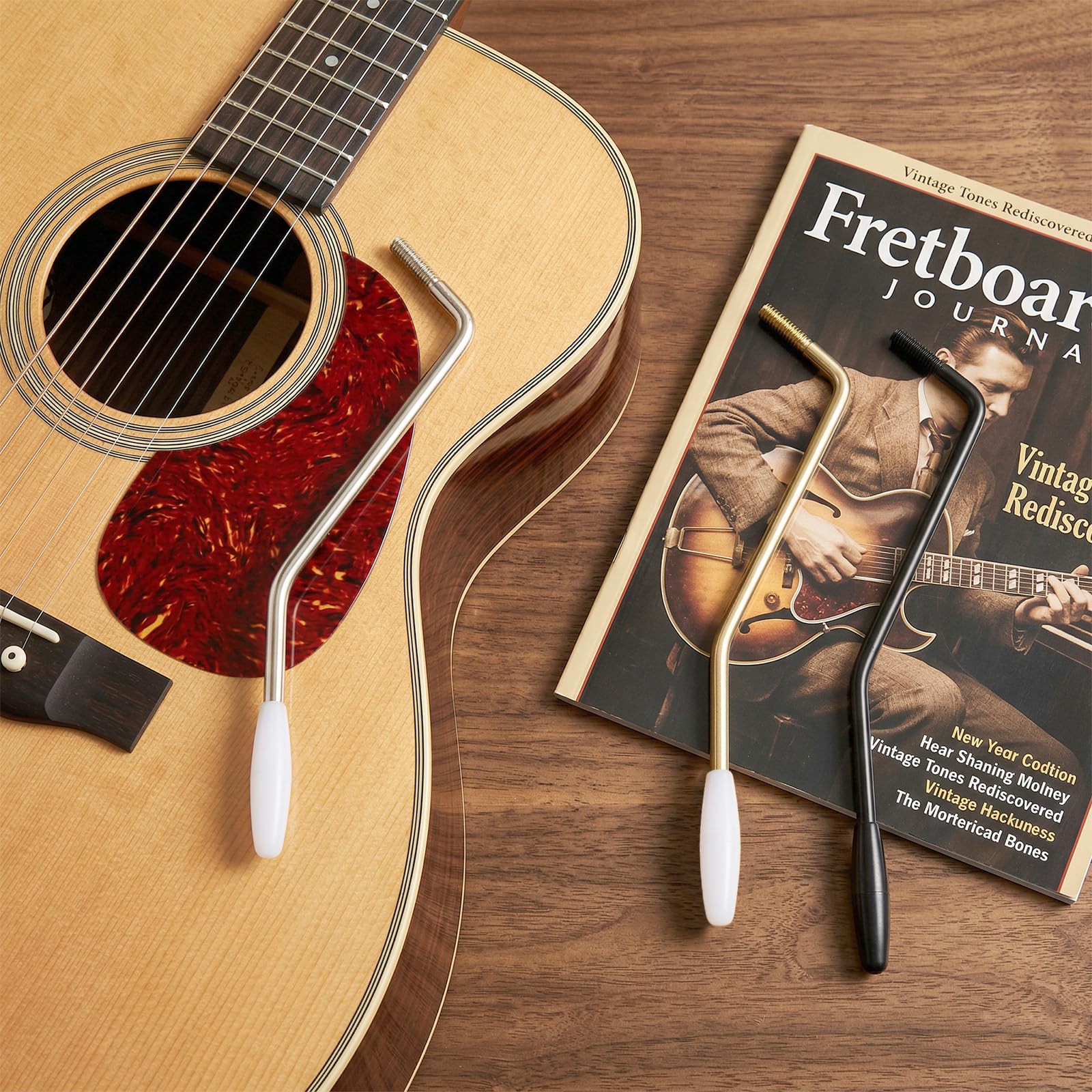 5mm+6mm Tremolo Arm, 6 Stück Tremolohebel Linkshänder, Whammy Bar mit Kunststoff Spitze für E-gitarre, Tremolo System (Schwarz, Gold und Silber)