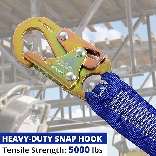 Miniatura 4 de TRSMIMA Arnés de seguridad para protección contra caídas, kit de arnés de techo de construcción de cuerpo completo, cordón de 6 pies ANSI OSHA