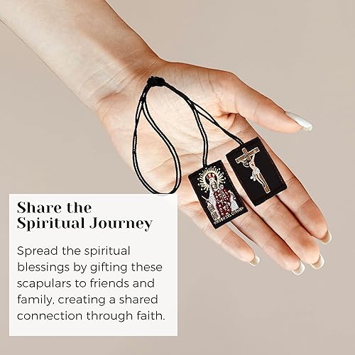 Miniatura 5 de Escapulario de la Virgen del Carmen Pack de 3 Escapulario Católico Marrón Escapulario de Nuestra Señora del Monte Carmelo Collar Escapulario