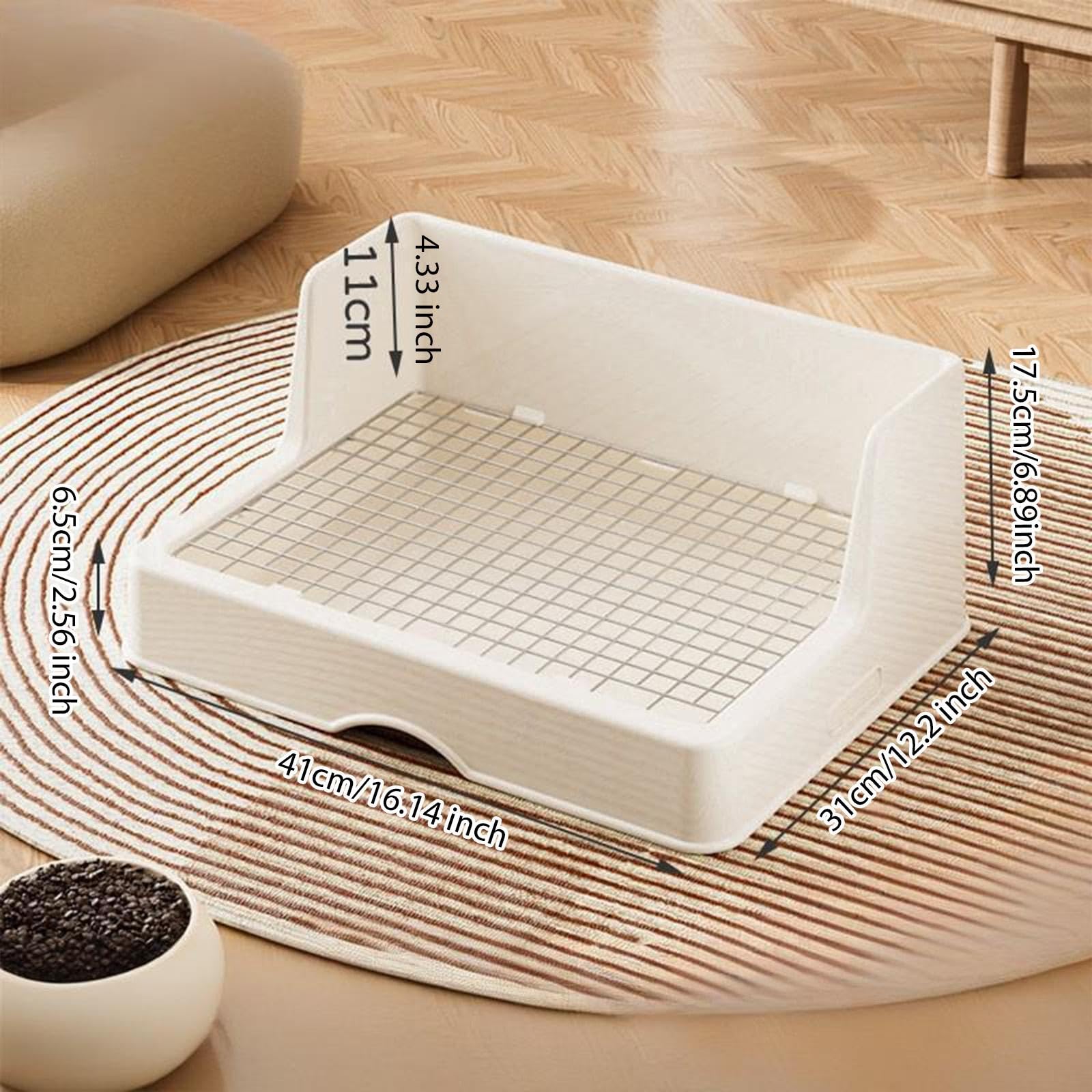 Fenteer Caja de para Conejos con Rejilla, Bandeja para Mascotas, Cama esquinera, Orinal para hámsteres, Chinchillas y Otros Animales pequeños, Cuadrícula Pequeña