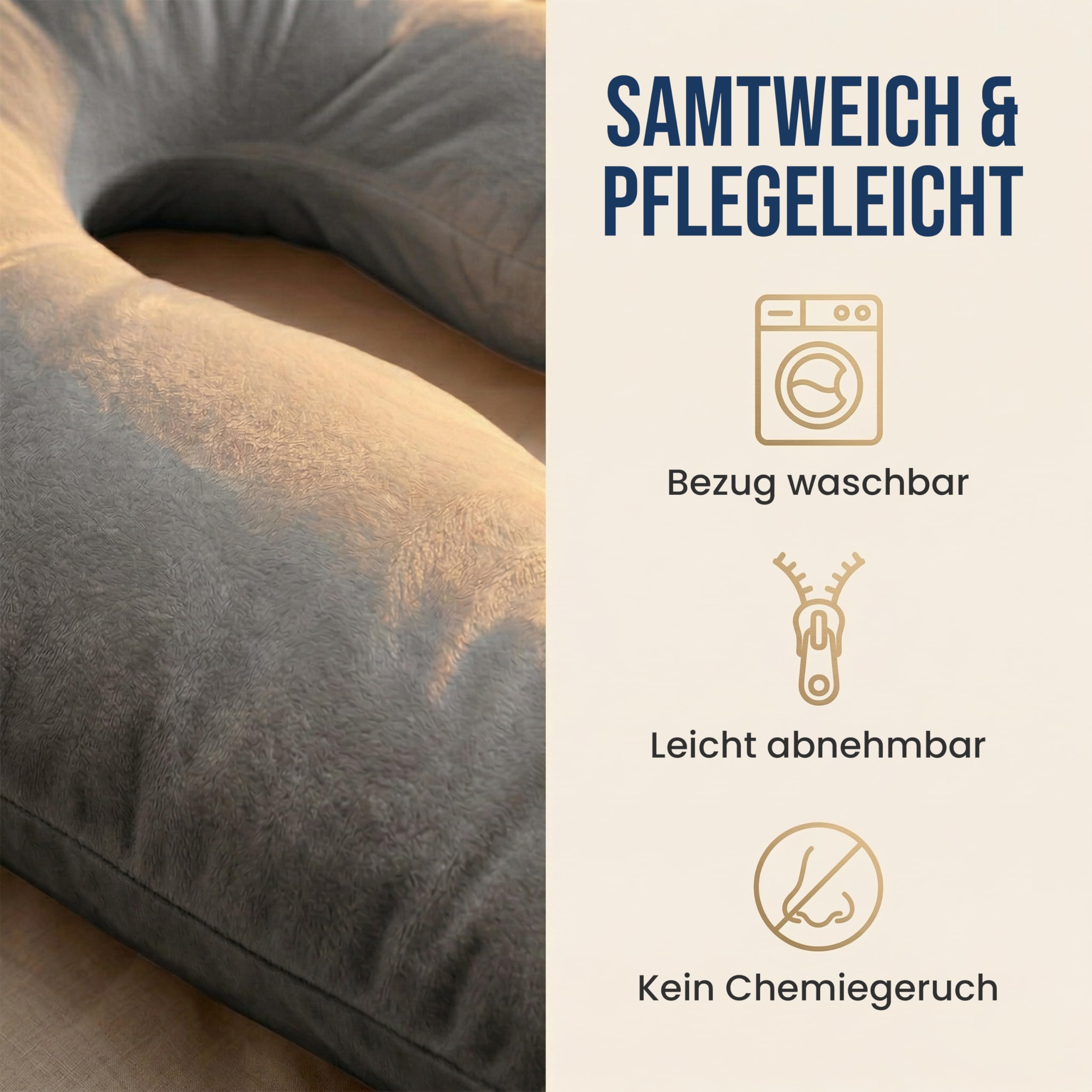 Seitenschläferkissen mit Bezug waschbar Flexible Füllung Stillkissen XXL Pregnancy Pillow Schwangerschaftskissen
