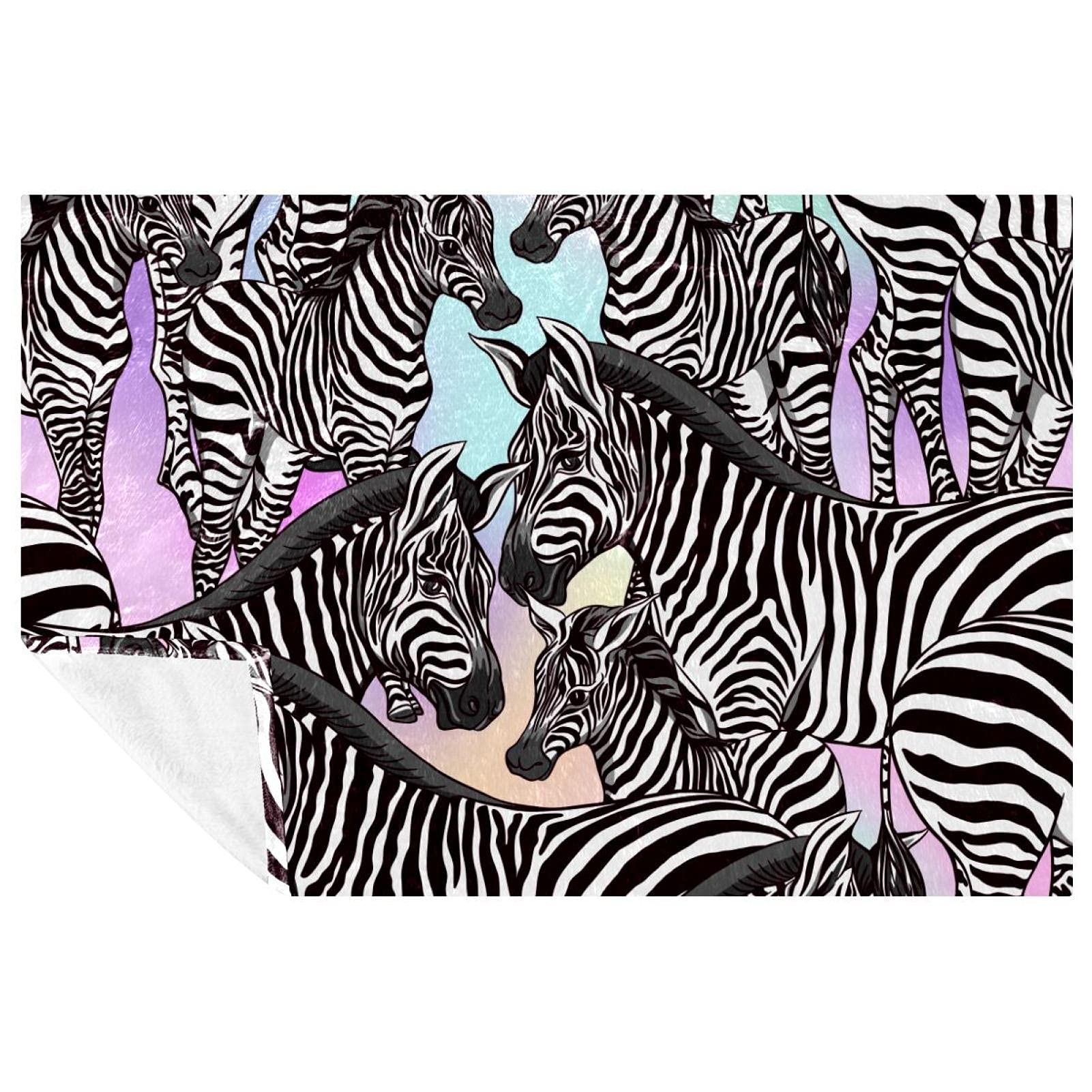 Couverture motif zèbre pour pique-nique camping et plage