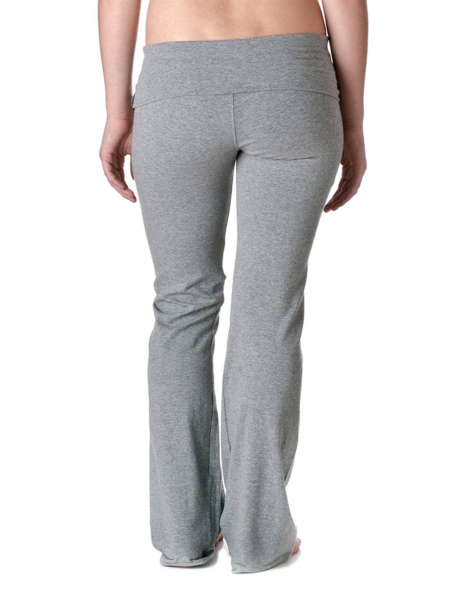 Hollywood Star Fashion Casual Active Basic Women's Slimming Foldover Bootleg Flare Yoga Pants - Heather Gray, 3XL