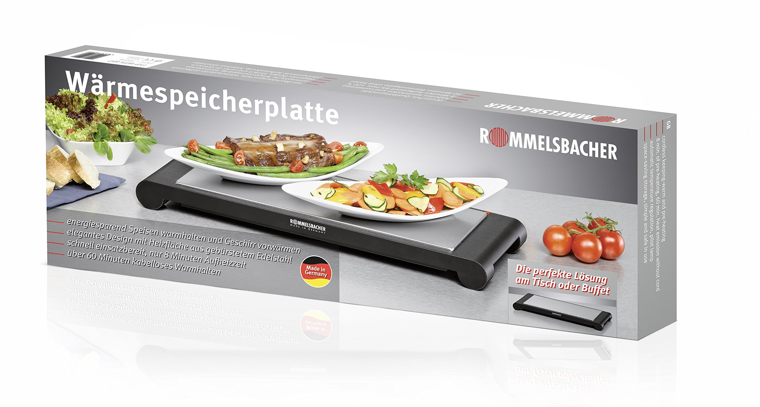 ROMMELSBACHER WPS 857 mobile Wärmespeicherplatte 850 W Edelstahl kabellos