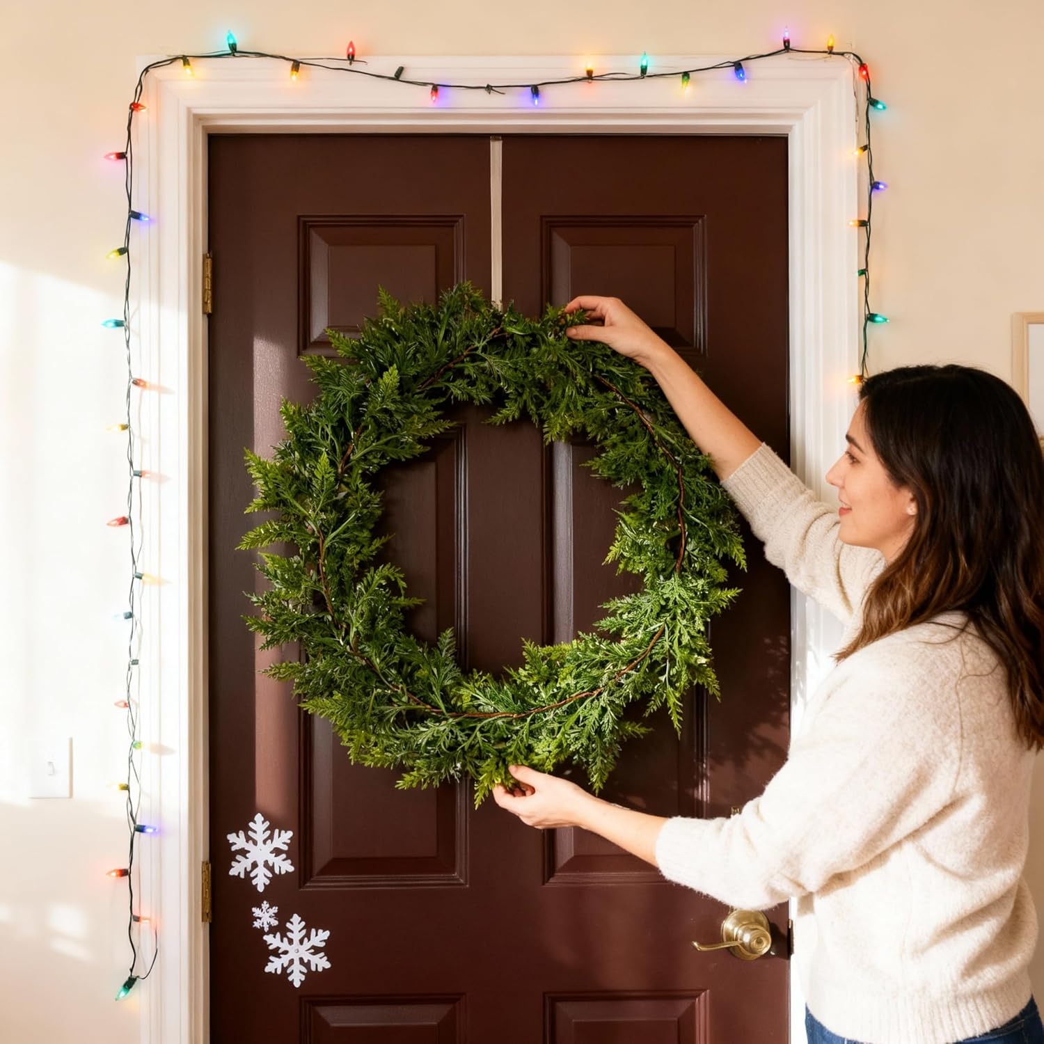 2Pcs 6FT Cedar Garland, 96 Tips Real Touch Christmas Garland, Artificial Winter Pine Garland for Mantle Table Stairs Wall, Outdoor Christmas Decorations Indoor Greenery Garlands Holiday Decorations - Image 6