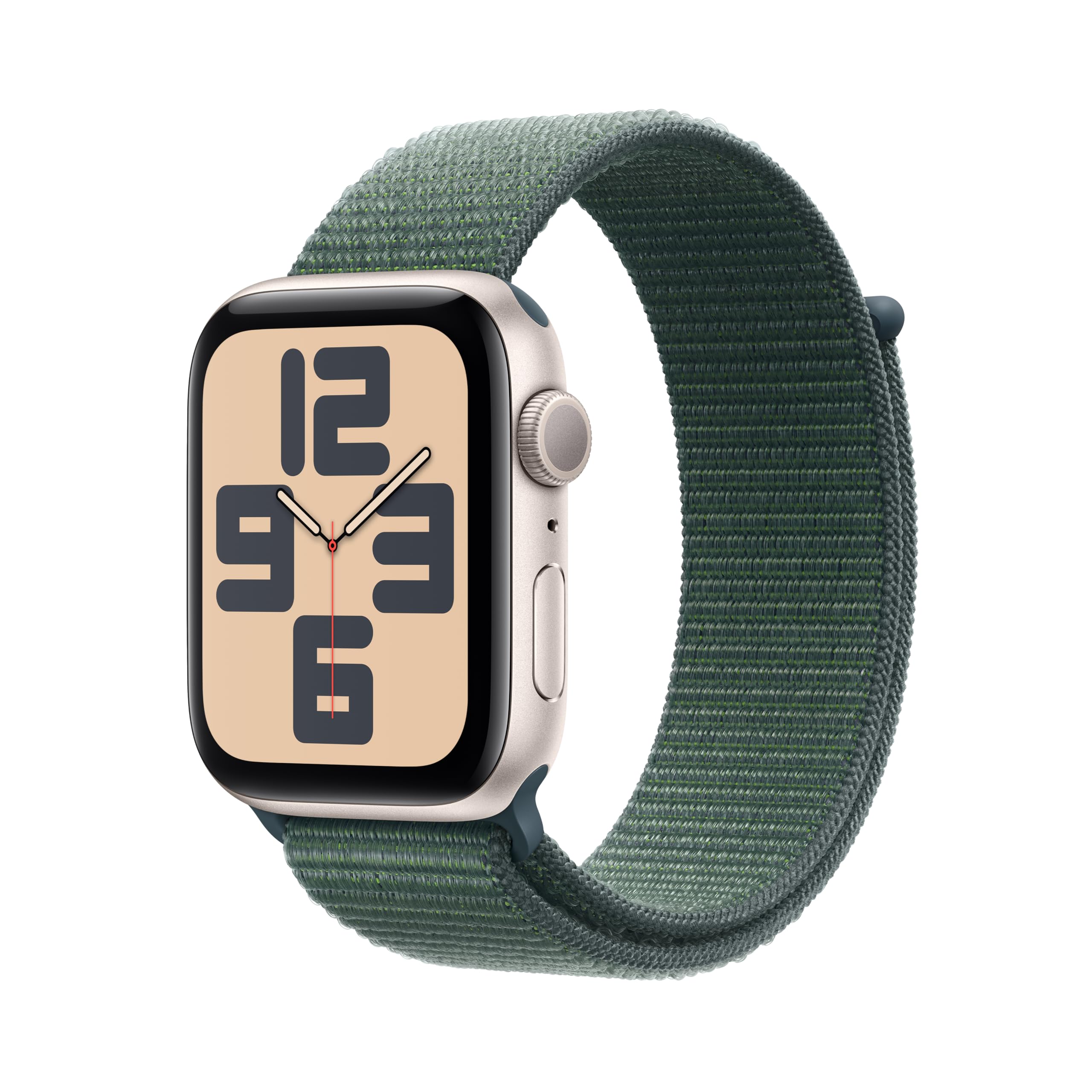 Apple Watch SE (2nd Gen, 2023) [GPS 44mm] Smartwatch with Starlight Aluminum Case with Lake Green Sport Loop. Fitness & Sleep Tracker, Crash Detection, Heart Rate Monitor, Retina Display