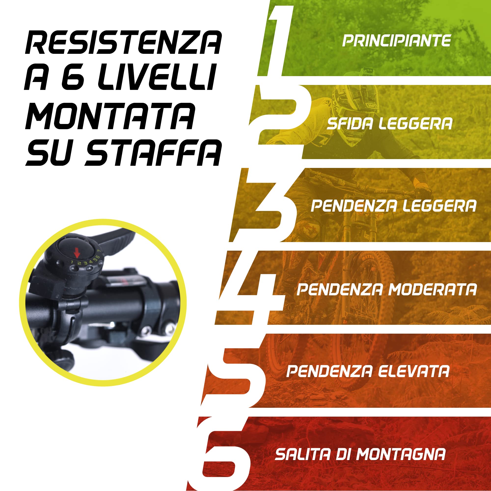Turbo Trainer - Bicicletta da allenamento magnetica a resistenza variabile per bici da strada e da montagna - Supporto da allenamento stazionario - Telaio pieghevole in acciaio - Ruote da 66