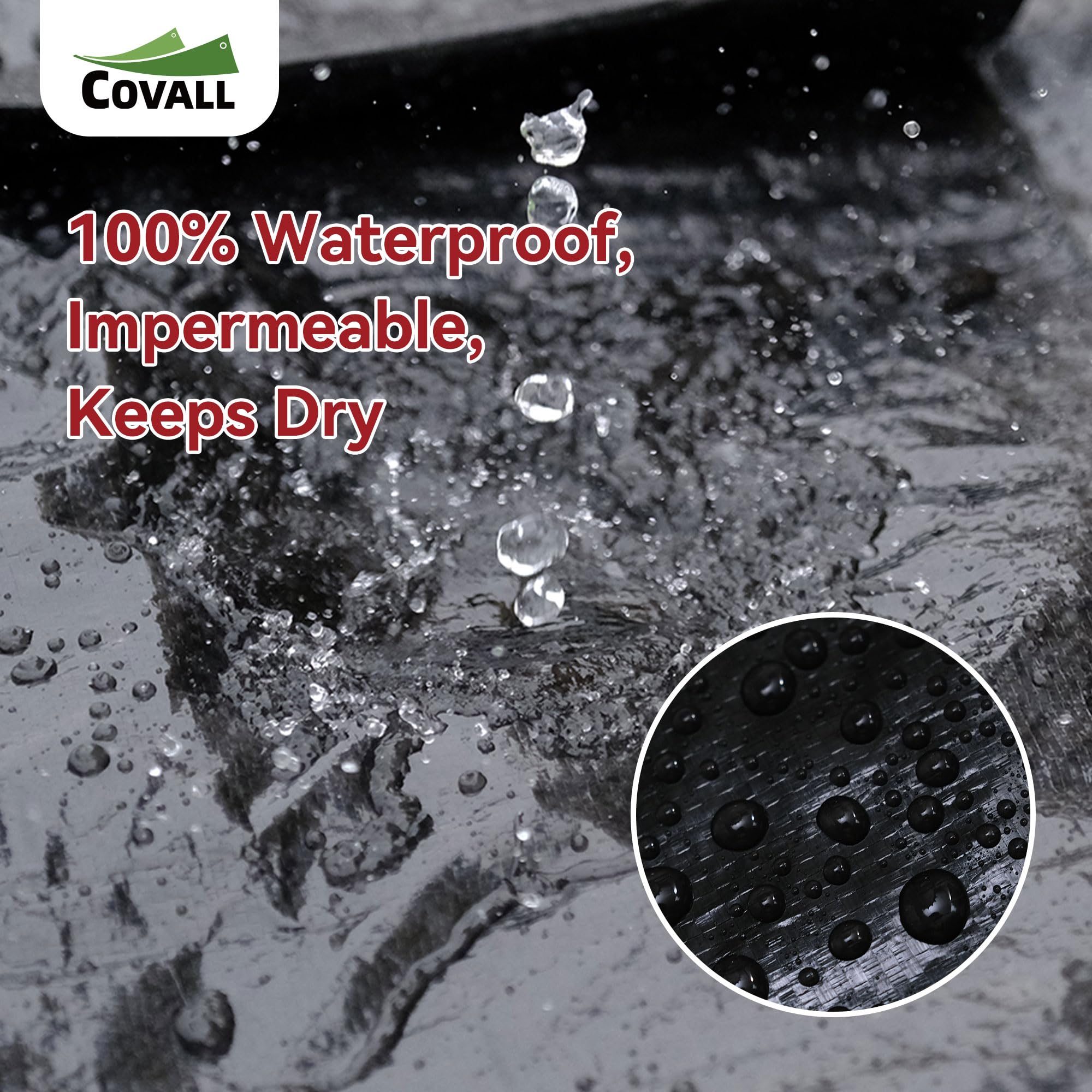 Czarna plandeka 2 m x 3 m, wodoodporna, wytrzymała, 115 g/m², folia z tworzywa sztucznego, odporna na promieniowanie UV i rozdarcie, pokrowce zewnętrzne, wodoodporne, do schronienia, kempingu