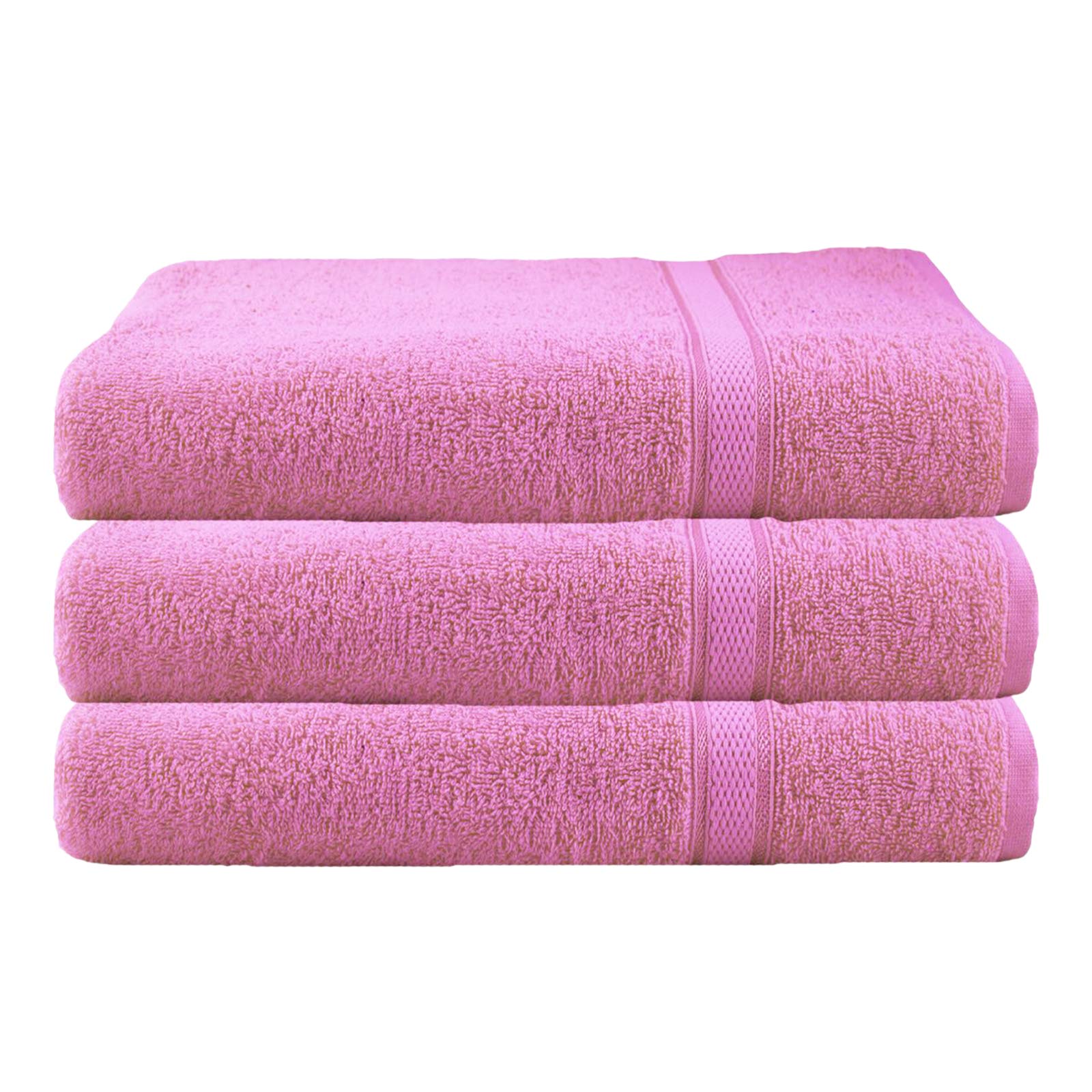 MyShoeStore Luxury Royal Egyptian Thick Plush 100% Cotton Original 500 Gsm Terry Towel Pure Soft Super Bath Towels Bathroom Supreme Hotel Quality Absorbent Sheet 90x180cm (Pink,3 Pack)