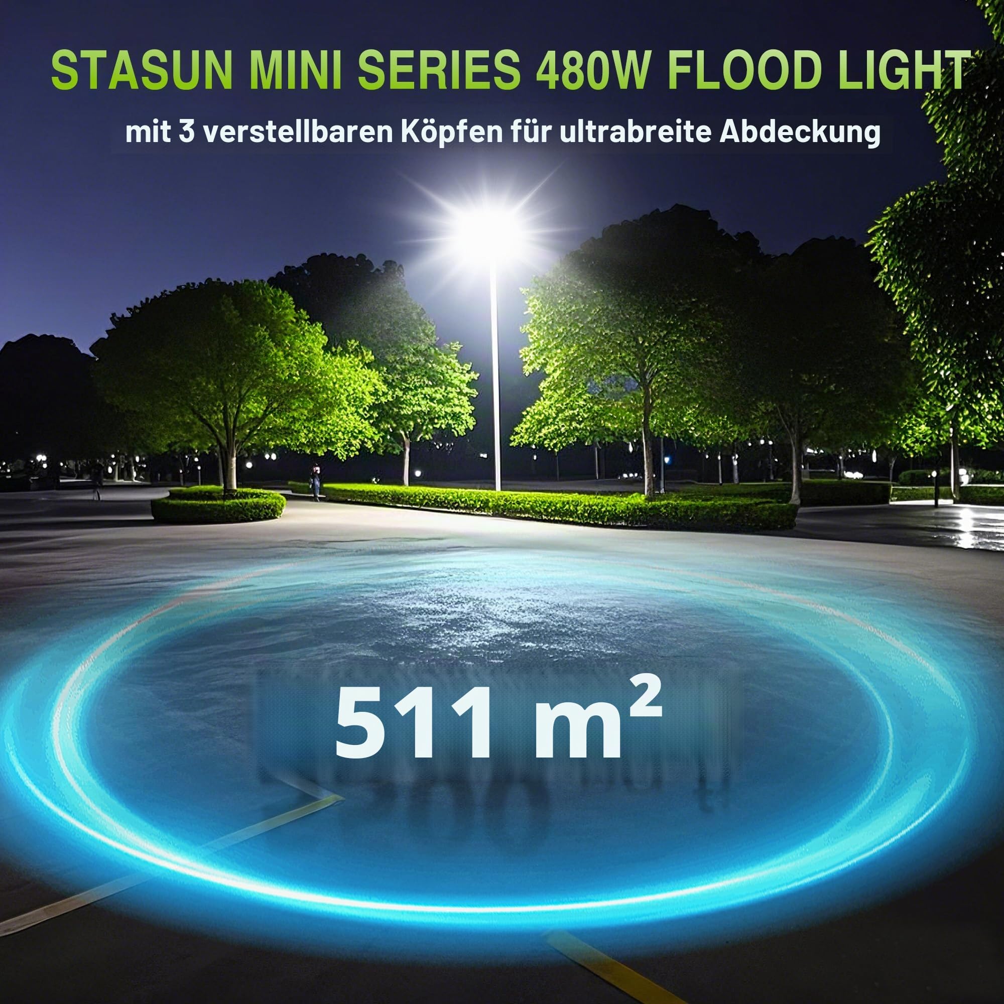 STASUN 480W 48000LM LED Strahler Außen,Superhell Flutlicht 6000K Außenstrahler,IP66 Wasserdicht Fluter für Stadien,Rennbahnen,Lagerhallen