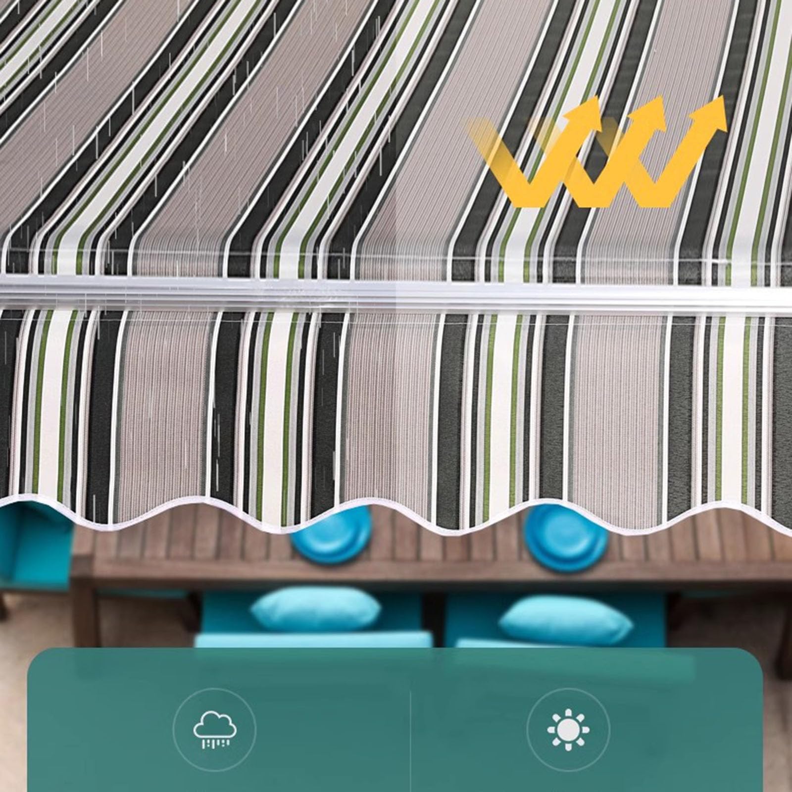 Tessuto Di Ricambio Per Tenda Da Sole Retrattile (Solo Tessuto) Telo Parasole Resistente All'Acqua Per Esterni, In Tessuto, Per Porte E Finestre, 100% Poliestere 280 G.(Multi Stripe 13X9.8Ft)