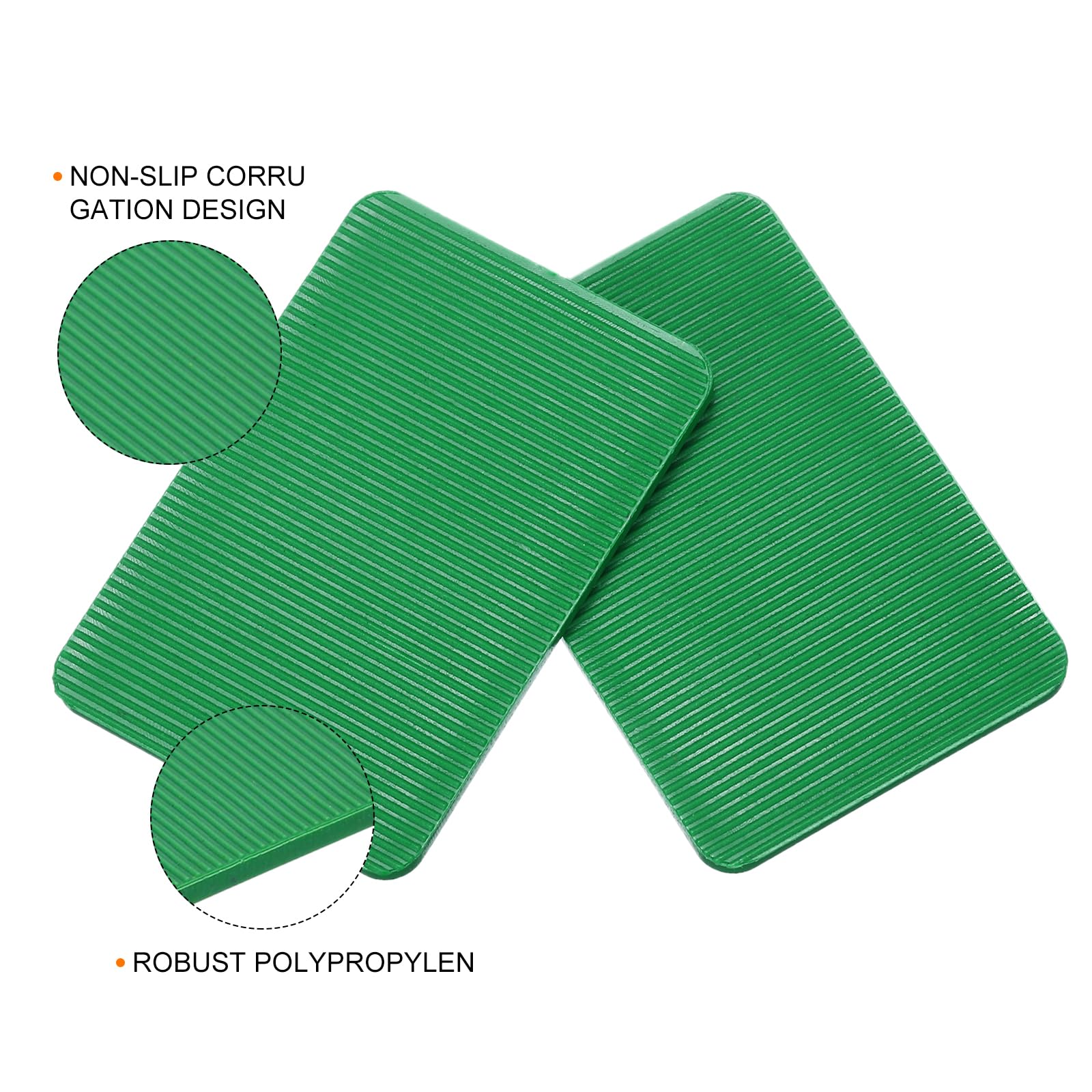 QUARKZMAN 100 Pezzi Spessori in Plastica 60 x 40 x 3 mm Distanziatori Piastrelle Squadrette Angolari Blocco Sottotetto Cunei Mobili Pannelli Plastica Esterno Rigida, Verde