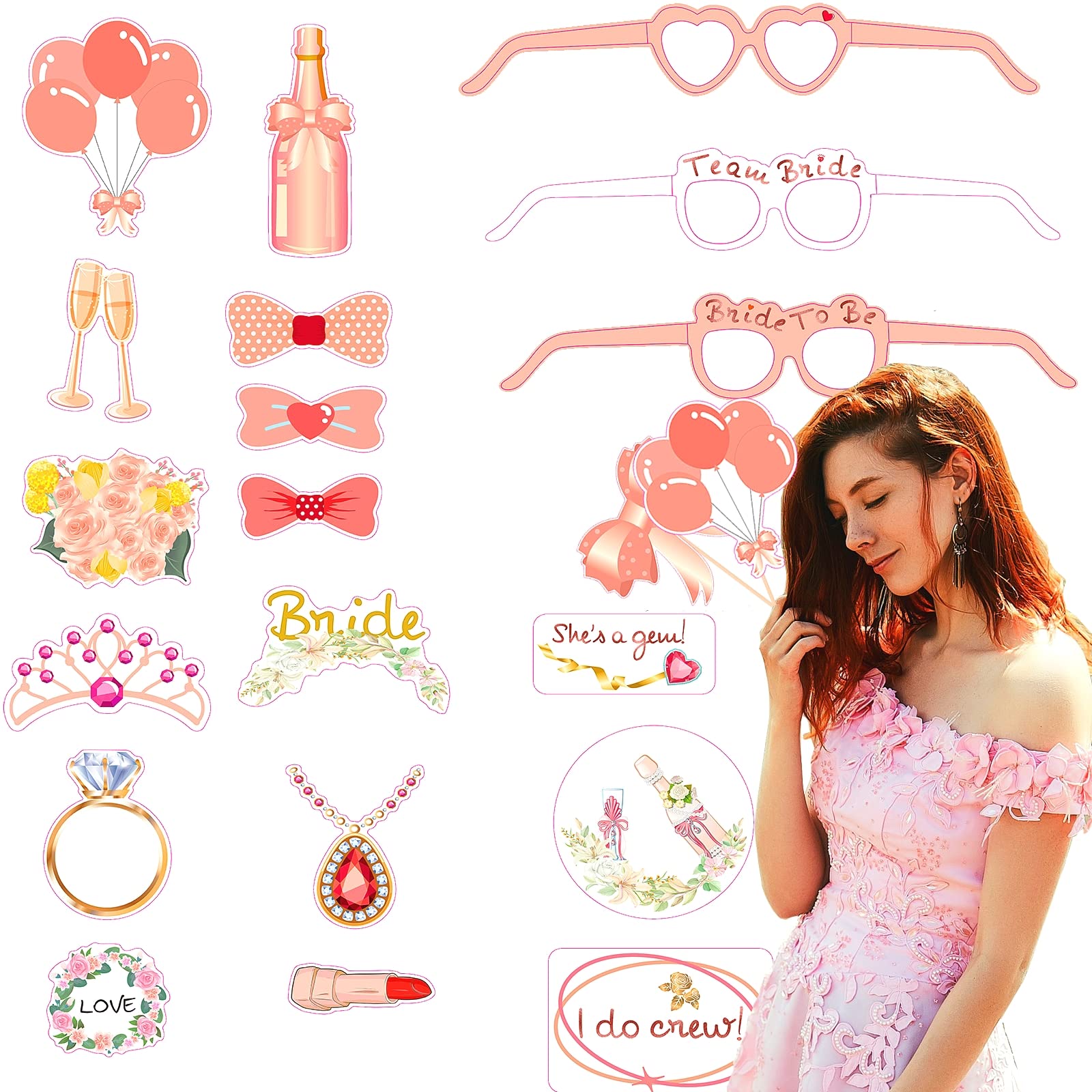 Buy Hen Party Photo Booth Props, 23Pcs Hen Party Photo Props Wedding