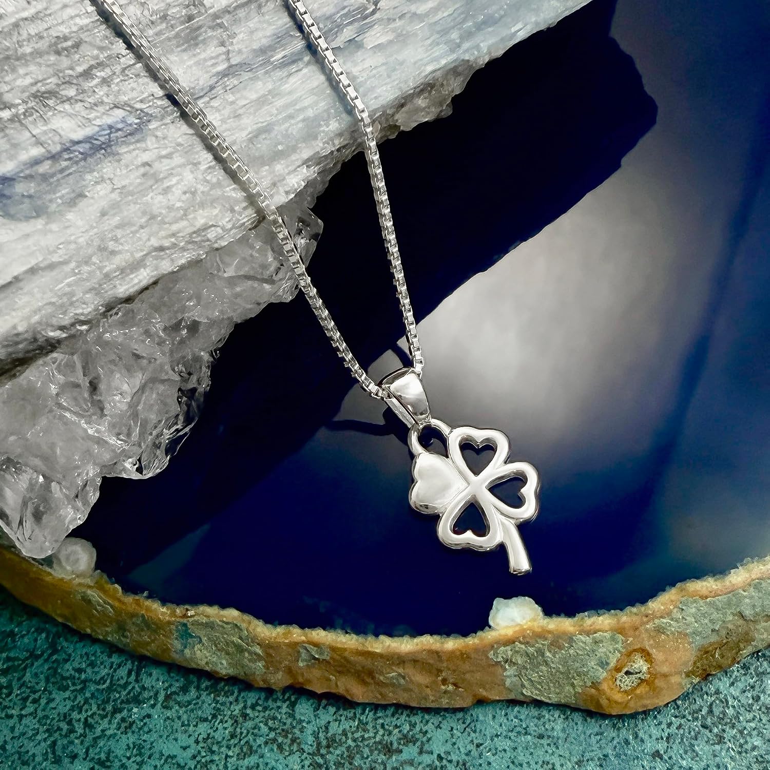 Tiny Delicate and Dainty Sterling Silver Four Leaf Clover Necklace for Women, Shamrock Necklace, St Patricks Day Irish Good Luck Necklace