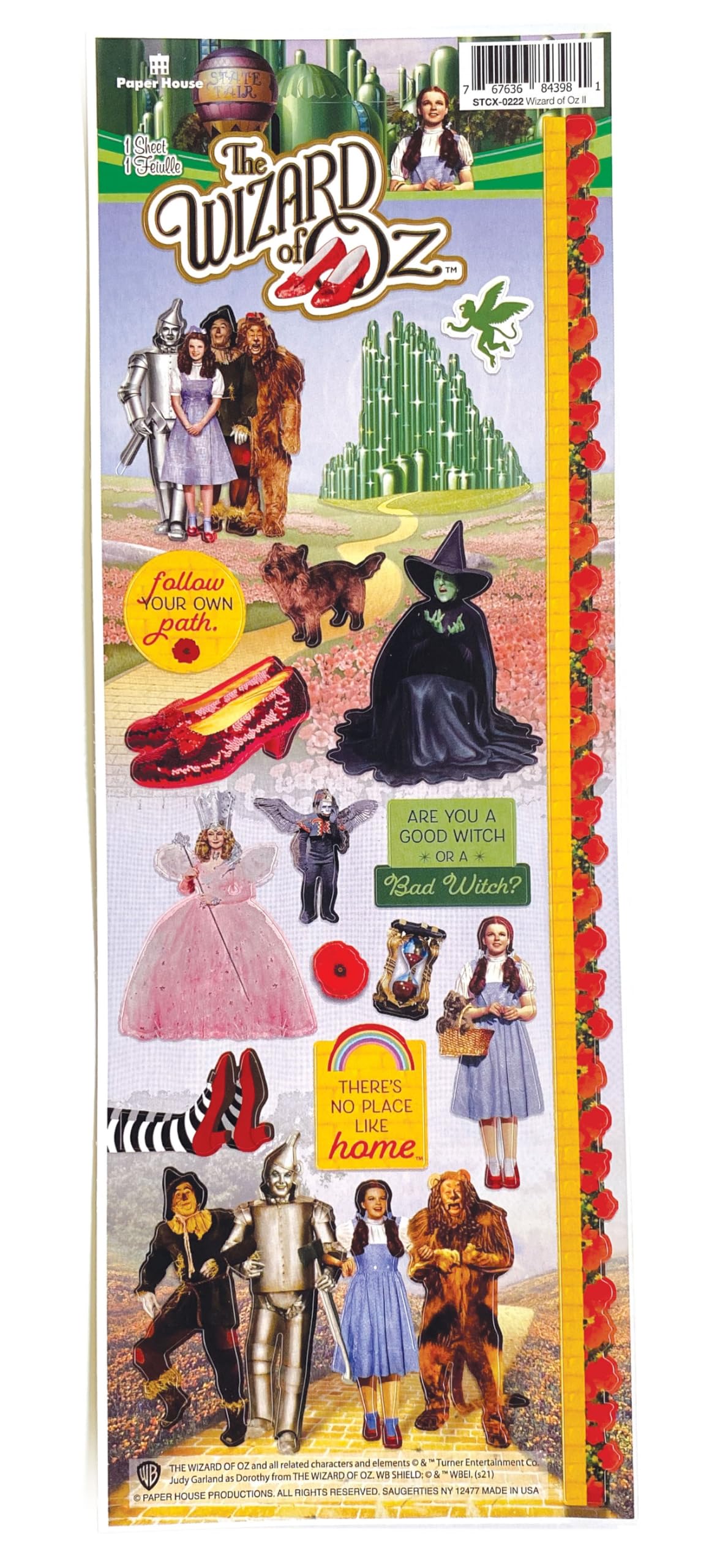 Paper House Productions The Wizard of Oz Cardstock Sticker Sheet for Crafts, Scrapbooking & Collecting